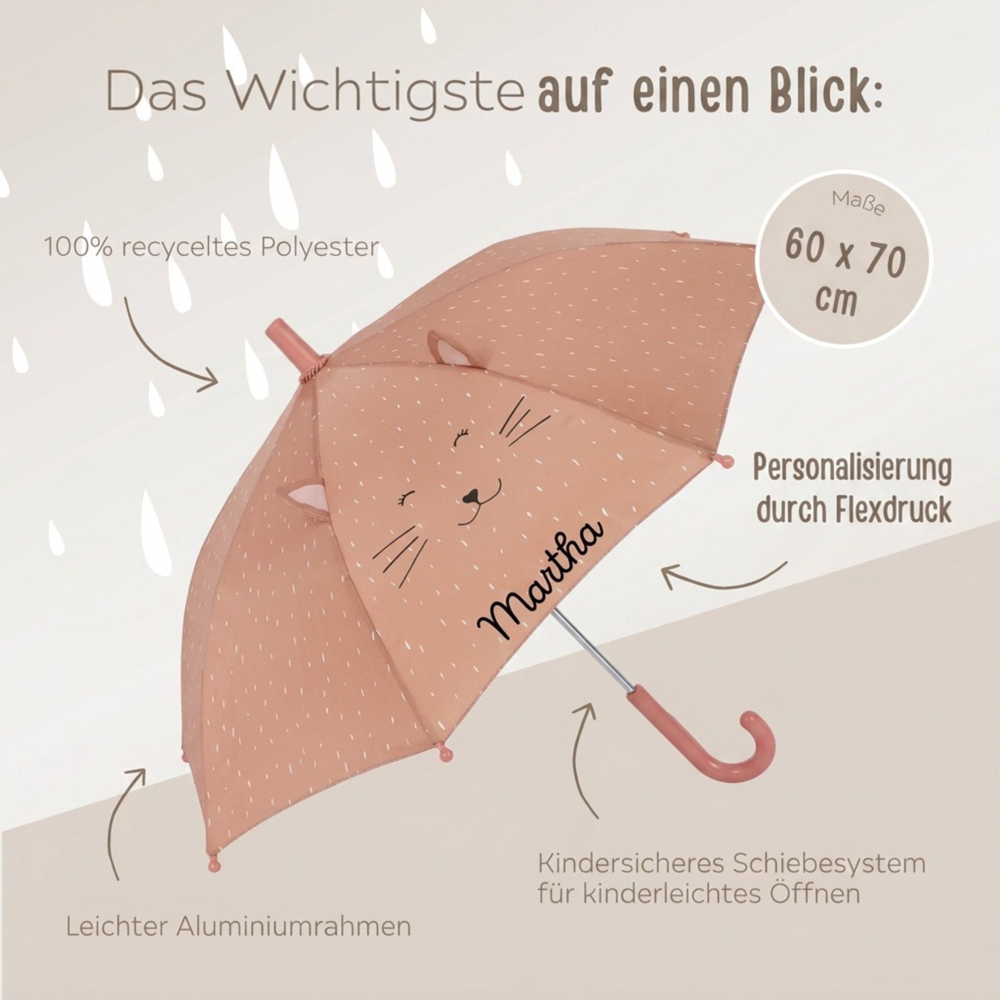 TRIXIE Kinder Regenschirm personalisiert - wunderwunsch