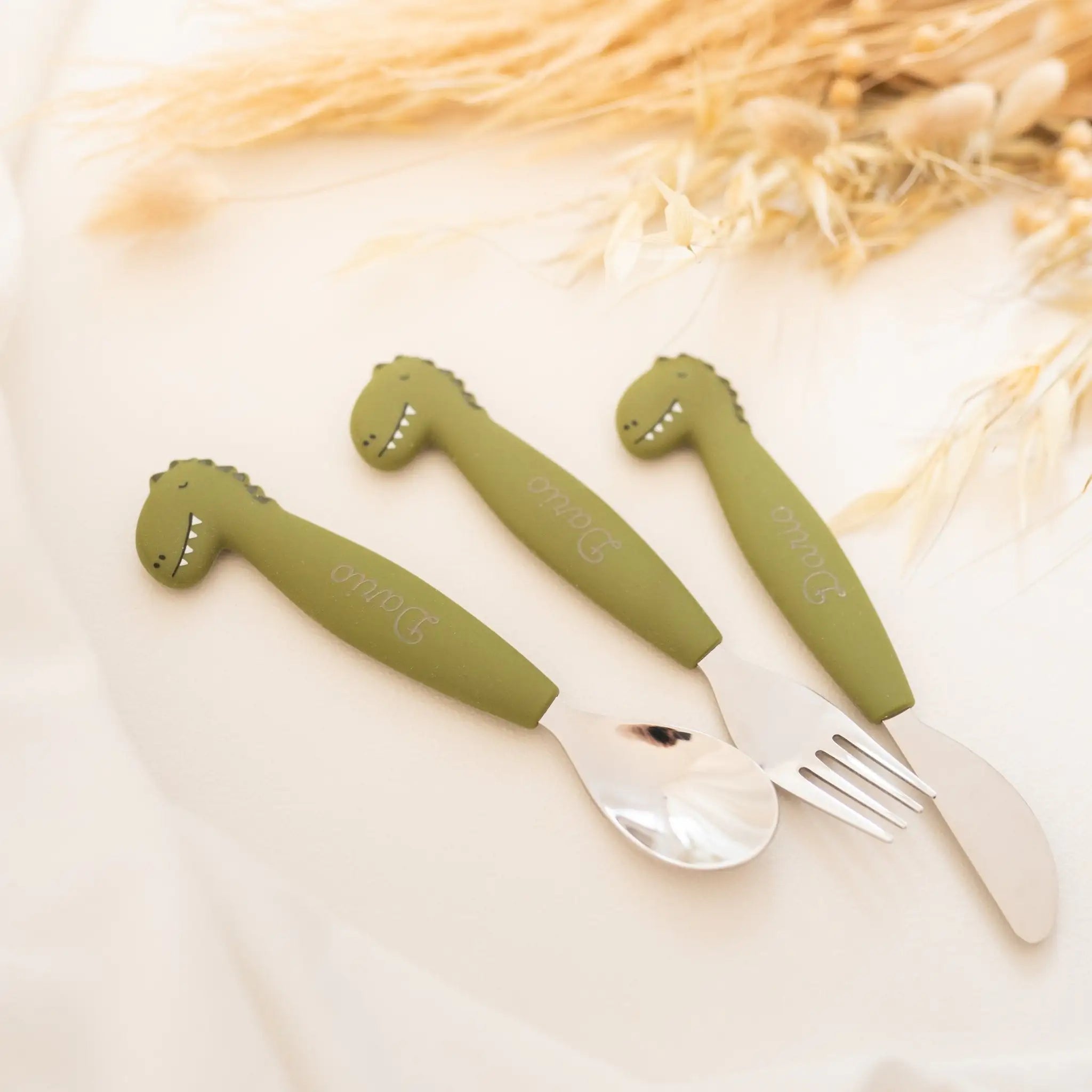 TRIXIE Kinderbesteck Set aus Edelstahl und Silikon - Tier - wunderwunsch
