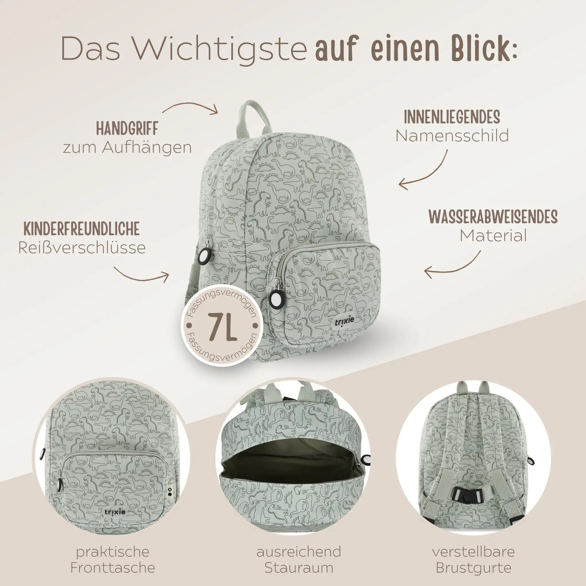 TRIXIE Rucksack mit Tierprint - personalisierbar - wunderwunsch