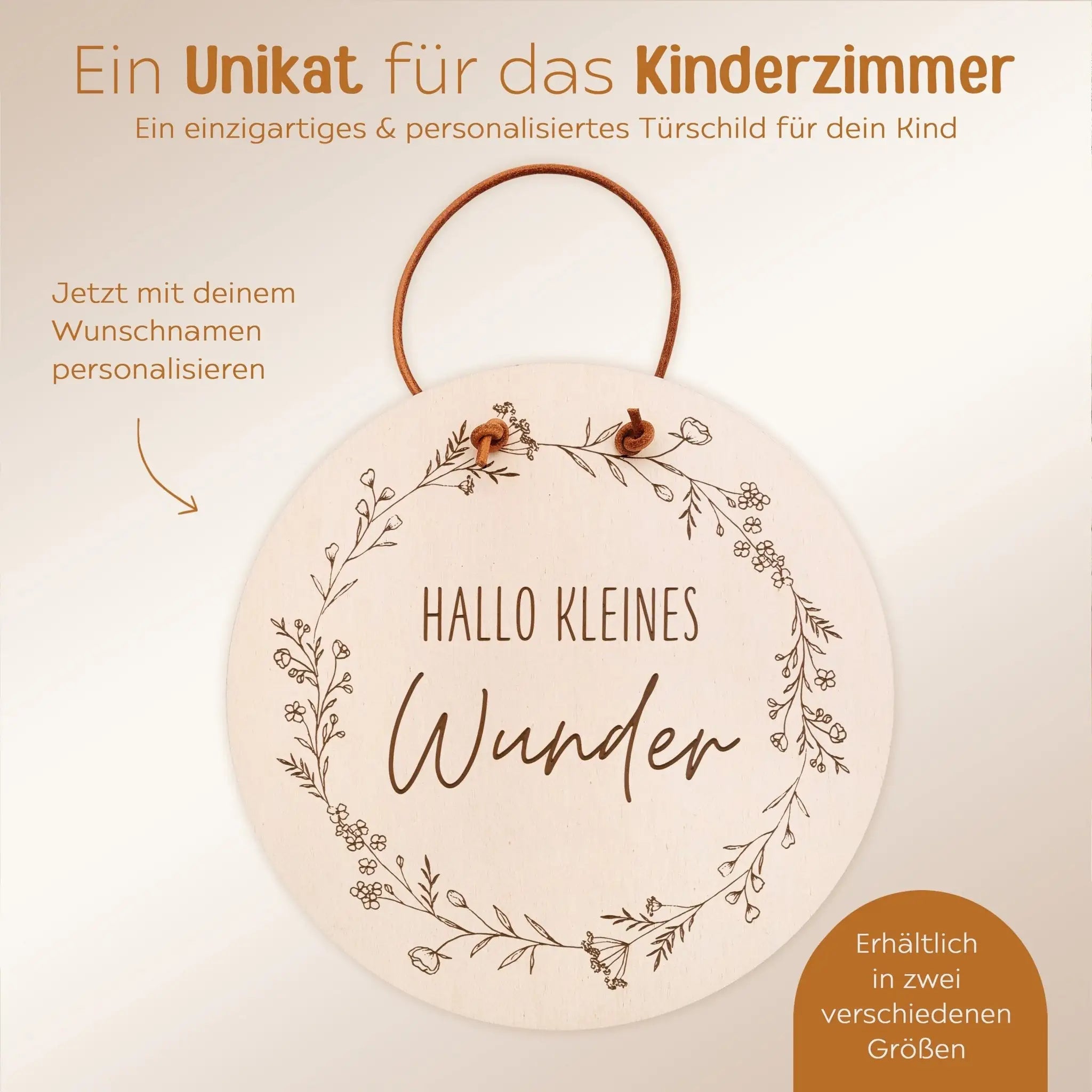 Türschild Kinderzimmer personalisiert - Hallo kleines Wunder - wunderwunsch