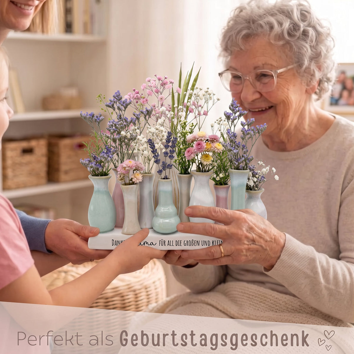 Väschen auf Tablett - Danke, für all die kleinen und großen Dinge - wunderwunsch