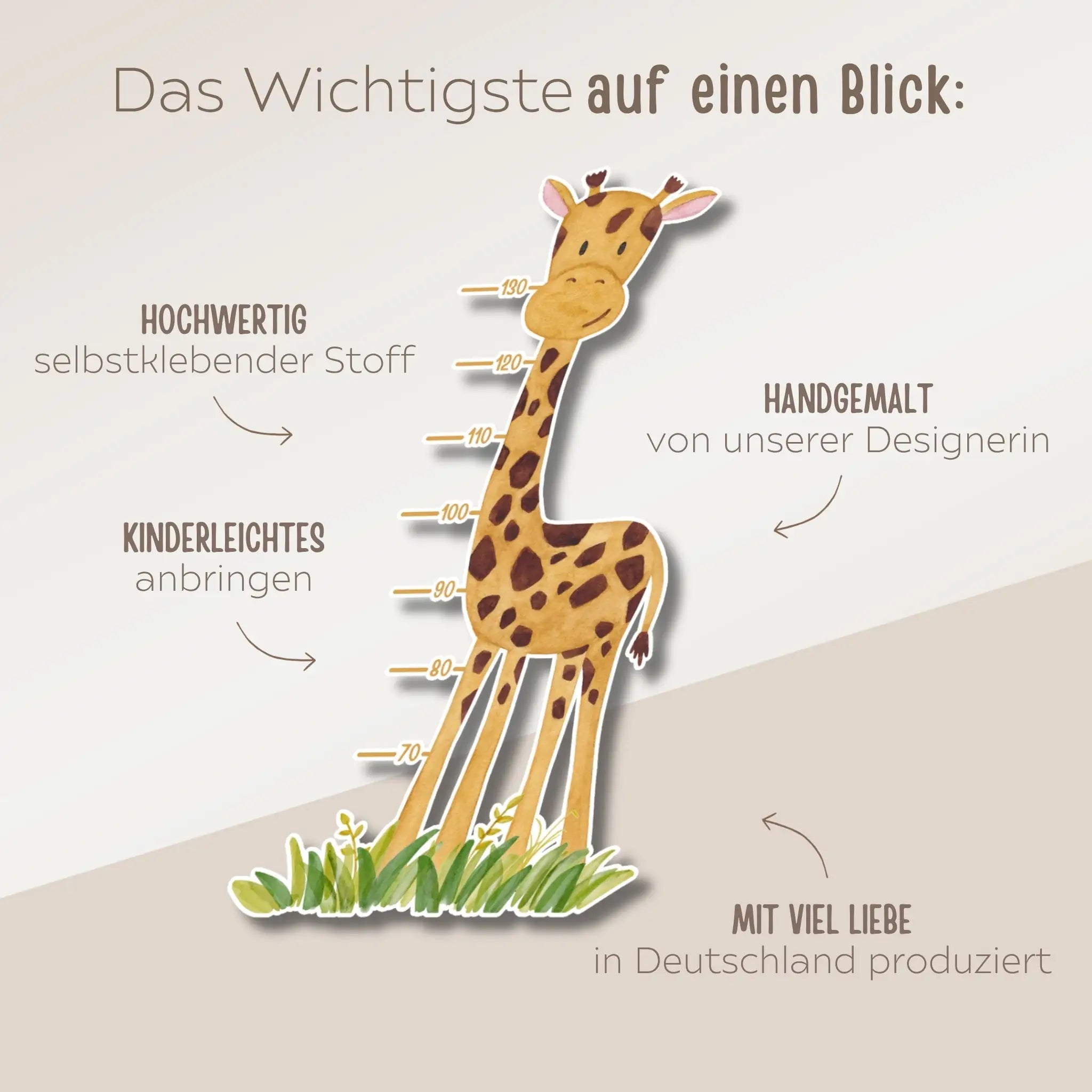 Wandsticker - Messlatte Giraffe - wunderwunsch