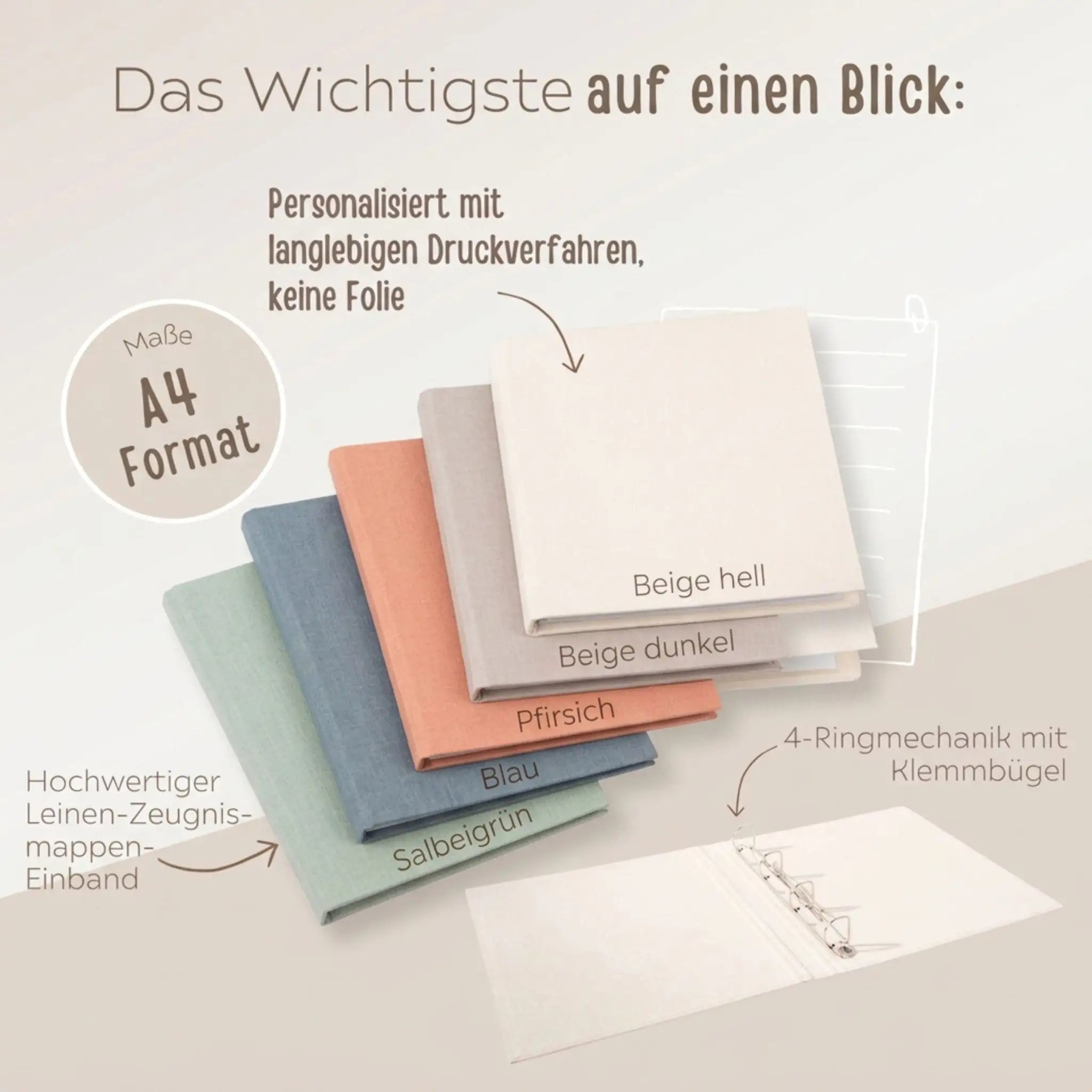 Zeugnismappe Stoff personalisiert - Regenbogen Aquarell - wunderwunsch