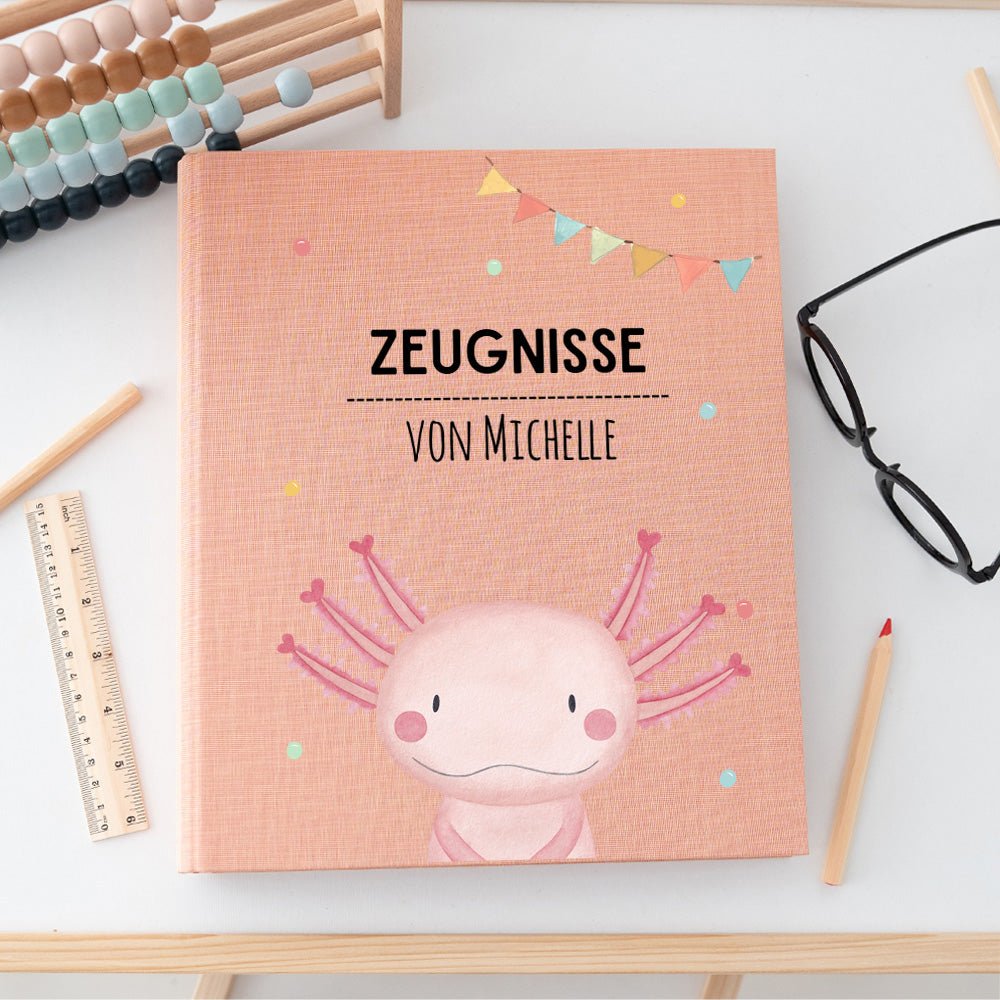 Zeugnismappe Stoff personalisiert - Tier Girlande Aquarell - wunderwunsch