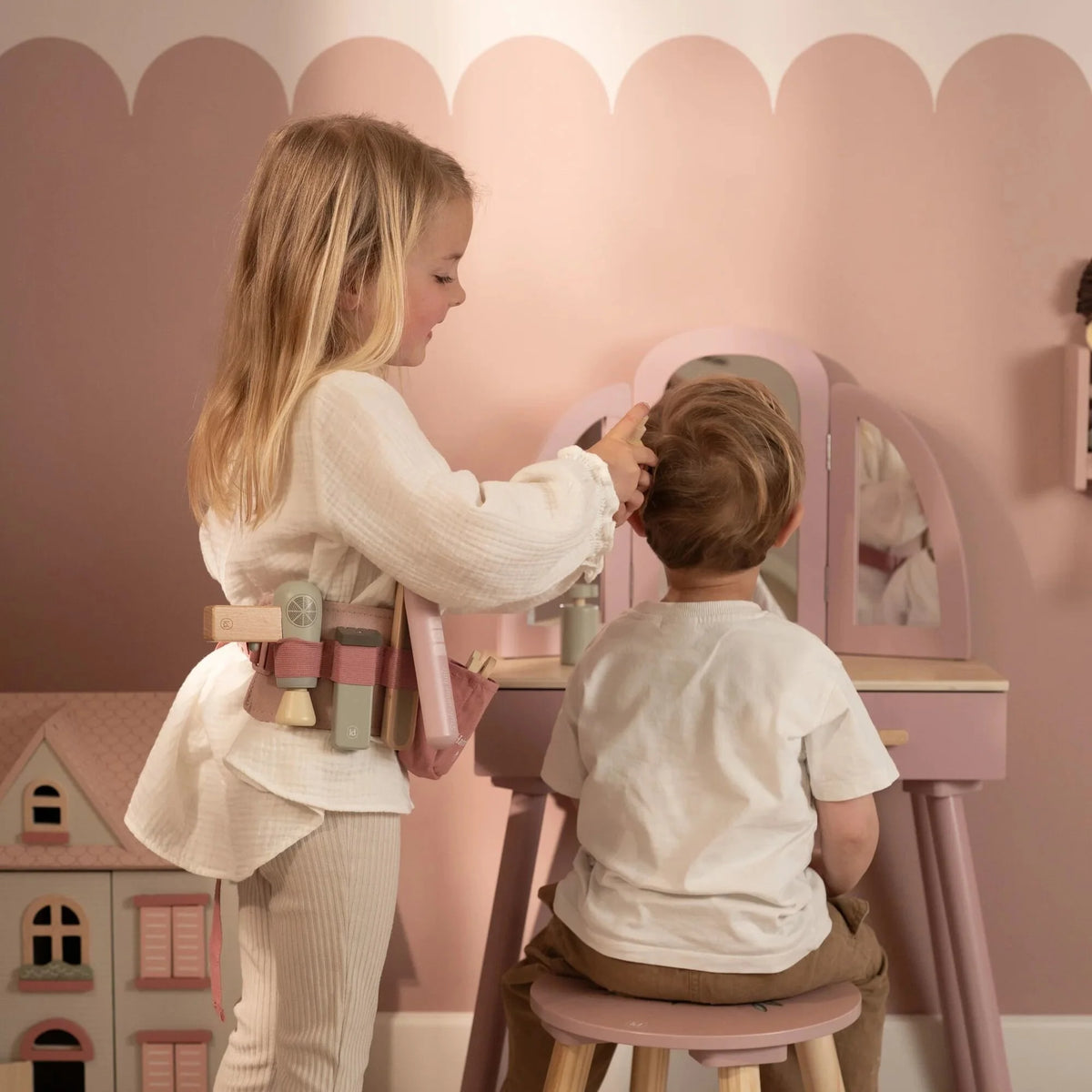 LITTLE DUTCH Holz Friseur-Set - Rosa - Essentials