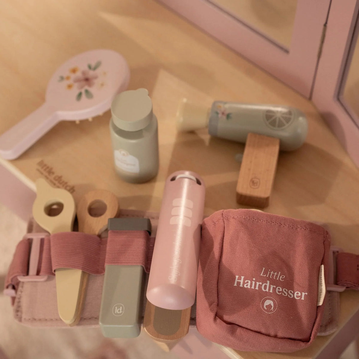 LITTLE DUTCH Holz Friseur-Set - Rosa - Essentials
