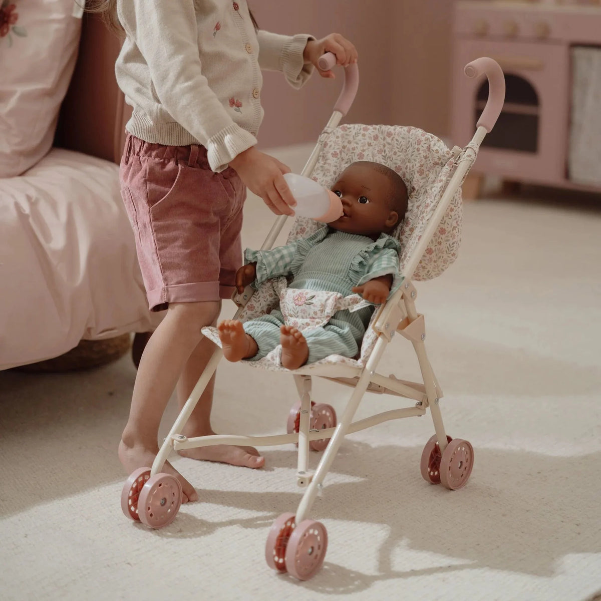 LITTLE DUTCH Puppenbuggy klappbar - Soft Flowers rosa