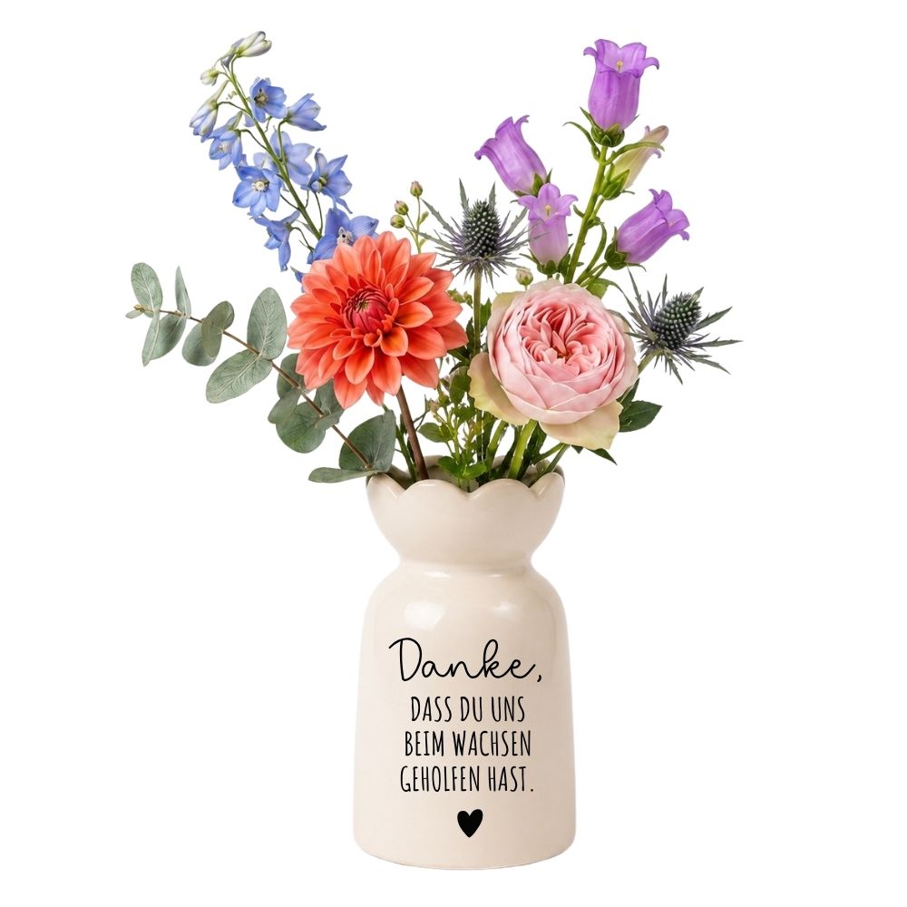 Keramikvase Blumenform - Danke, dass du beim wachsen geholfen hast