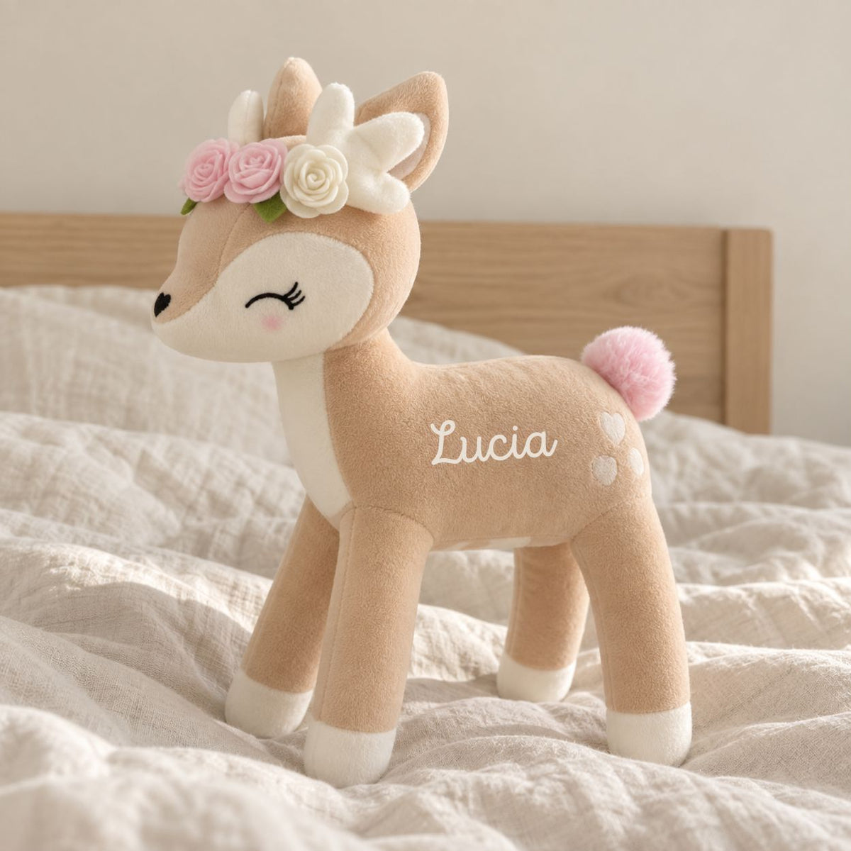 Reh mit Blumenkranz Kuscheltier personalisiert