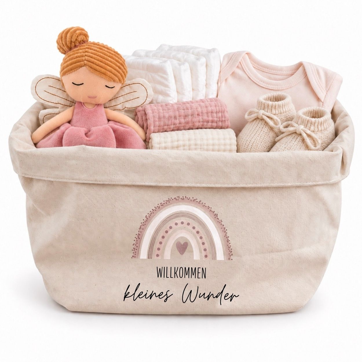 Stoffkorb Baby - Regenbogen Aquarell