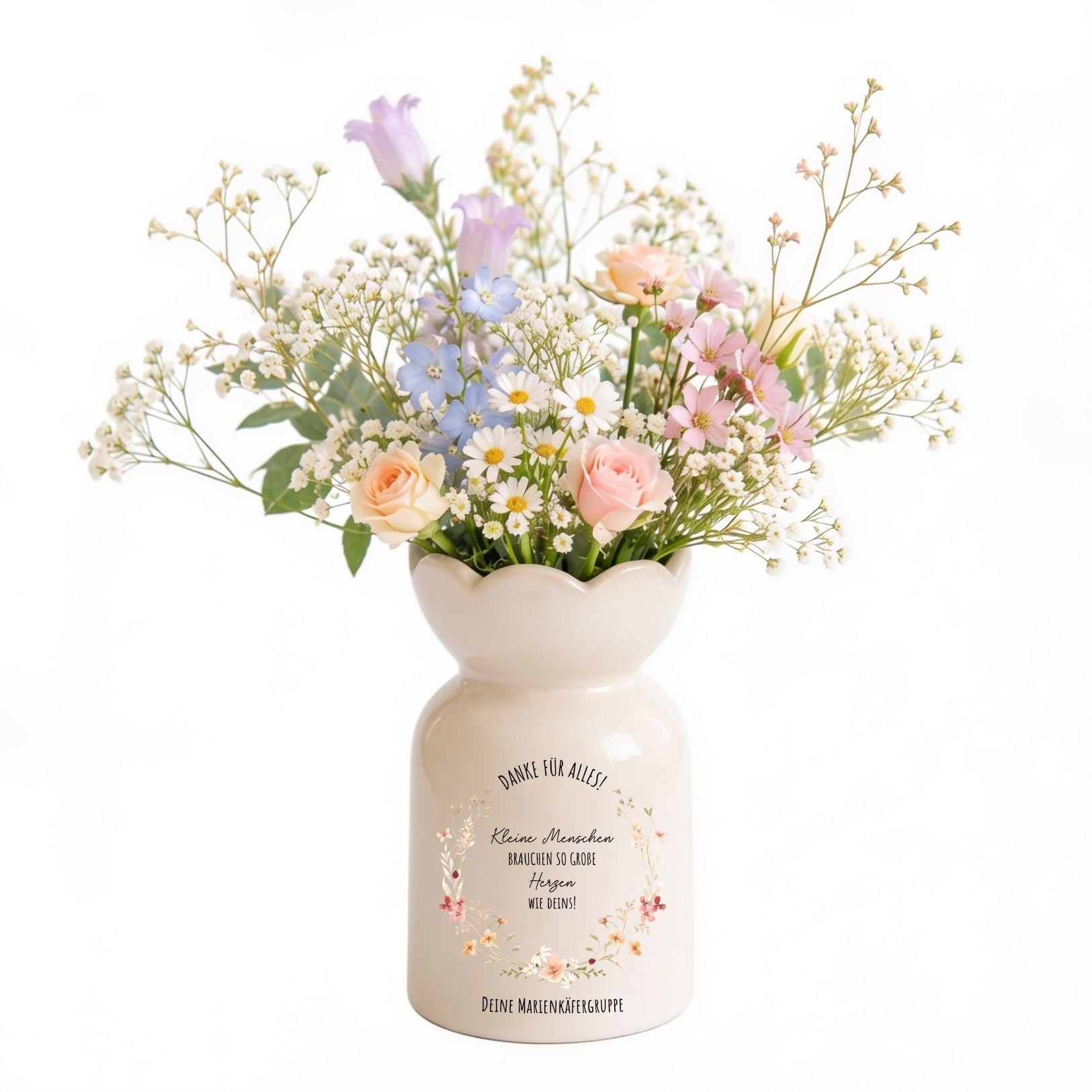 Keramikvase Blumenform - Kleine Menschen brauchen so große Herzen wie deins