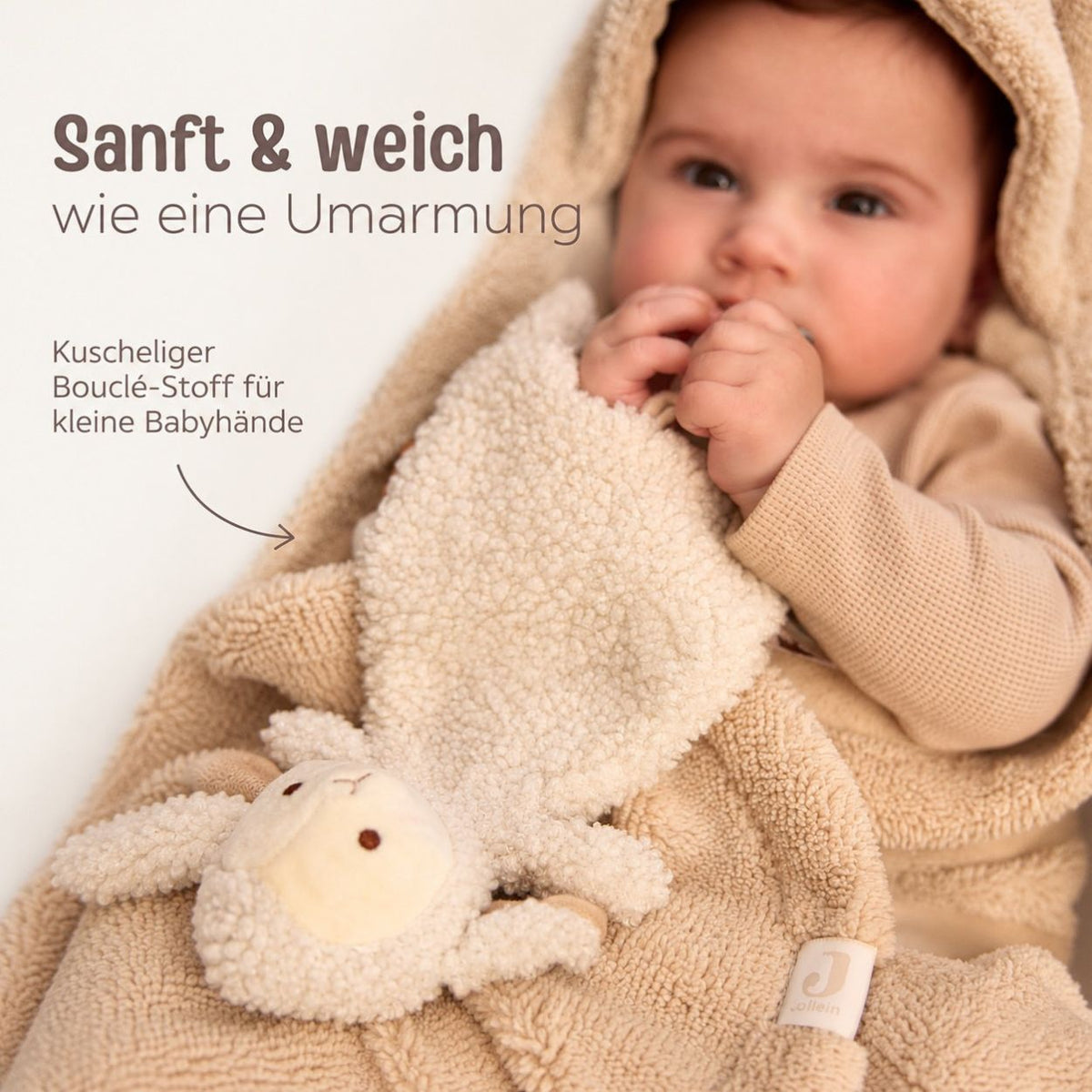JOLLEIN Schmusetuch personalisiert - Schaf oder Strauß