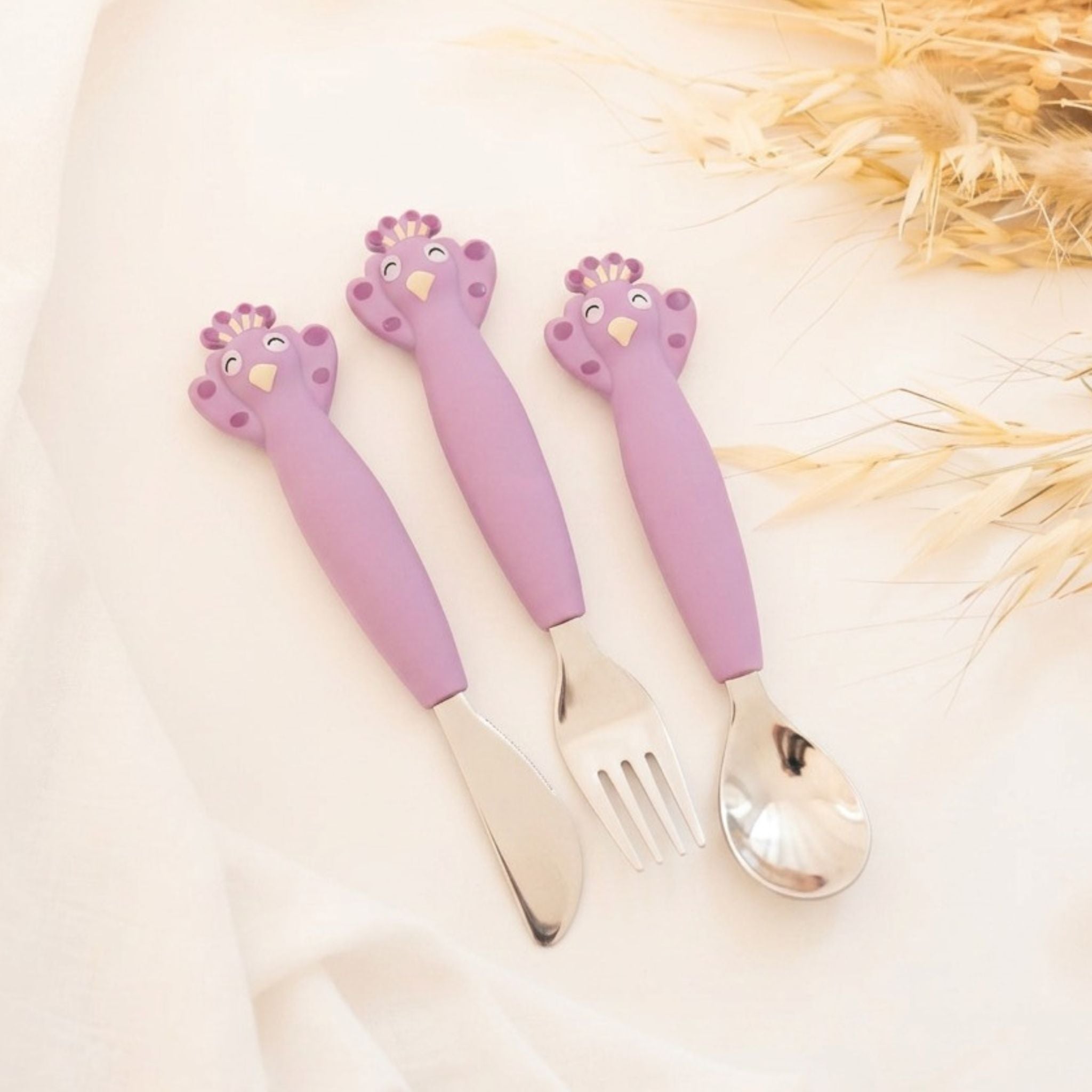 TRIXIE Kinderbesteck Set aus Edelstahl und Silikon personalisiert