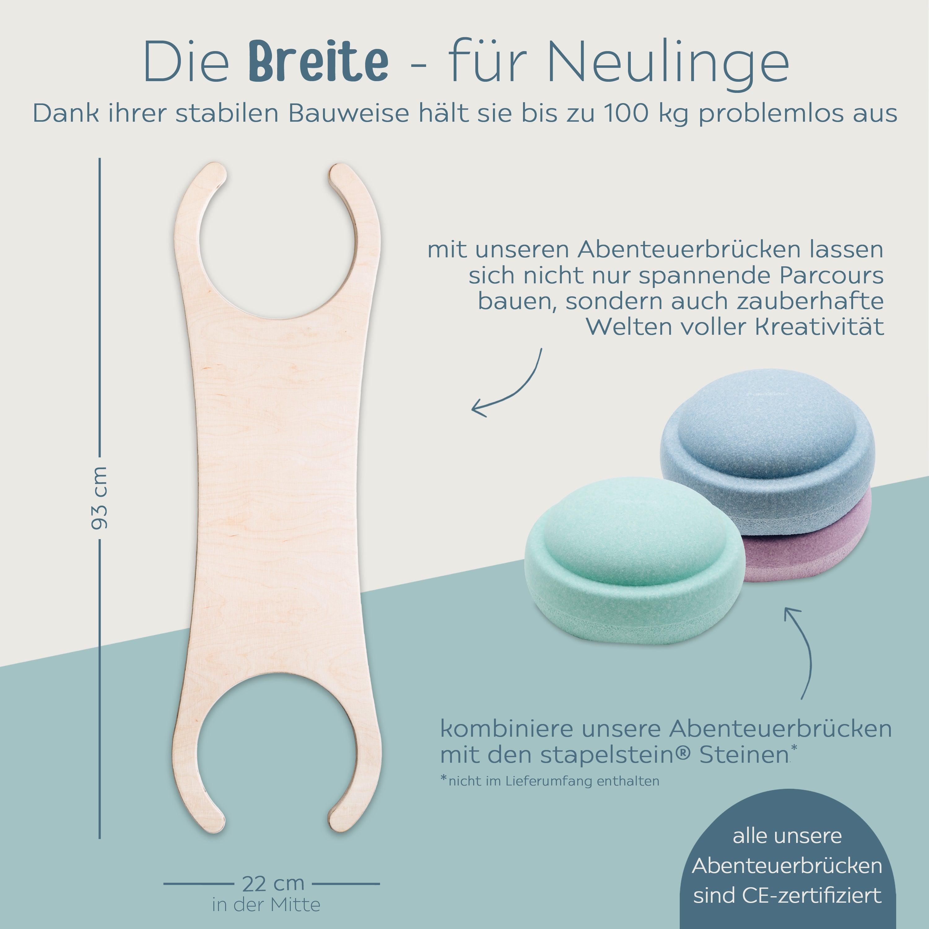 STAPELWELT Abenteuerbrücke aus Holz - Tier Aquarell