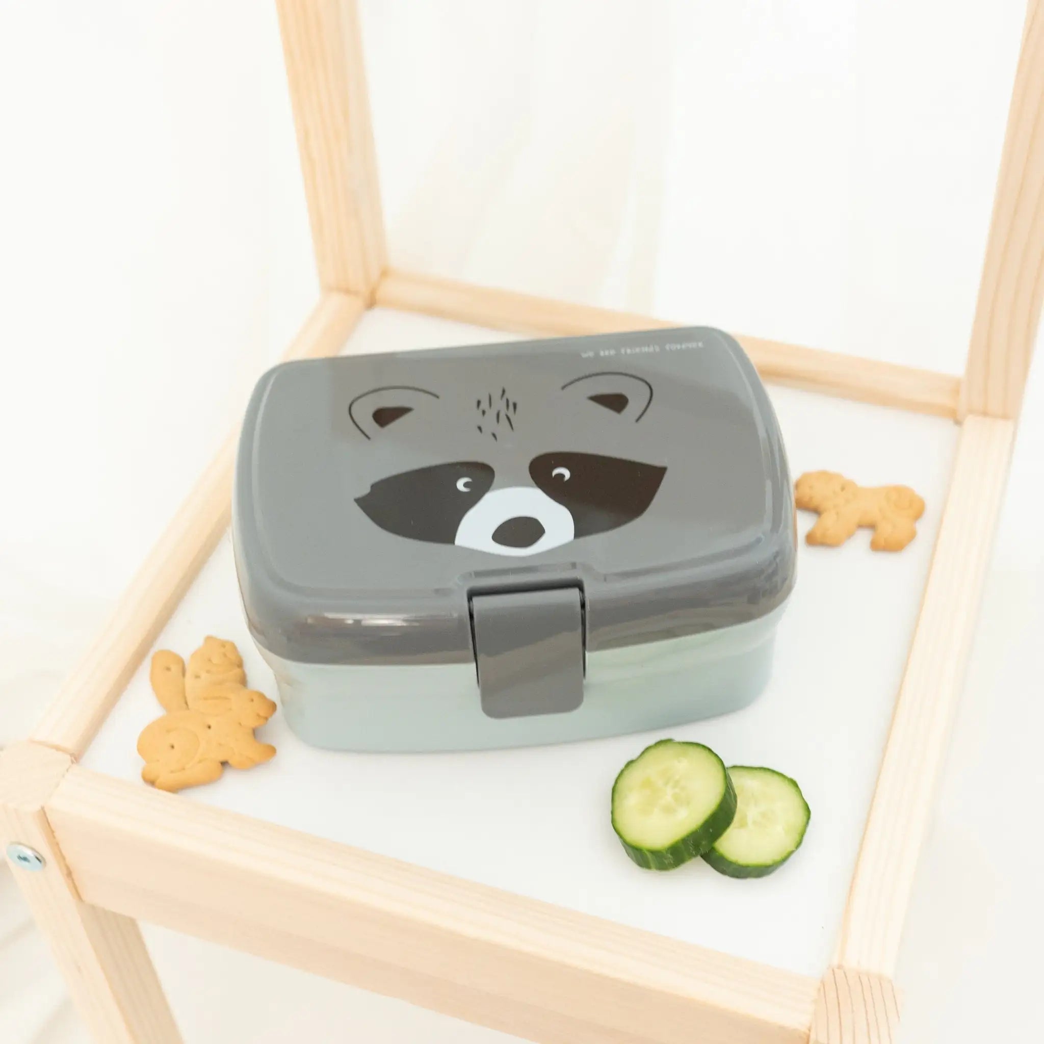LÄSSIG Set Trinkflasche & Lunchbox - Waschbär Brotdose -  wunderwunsch