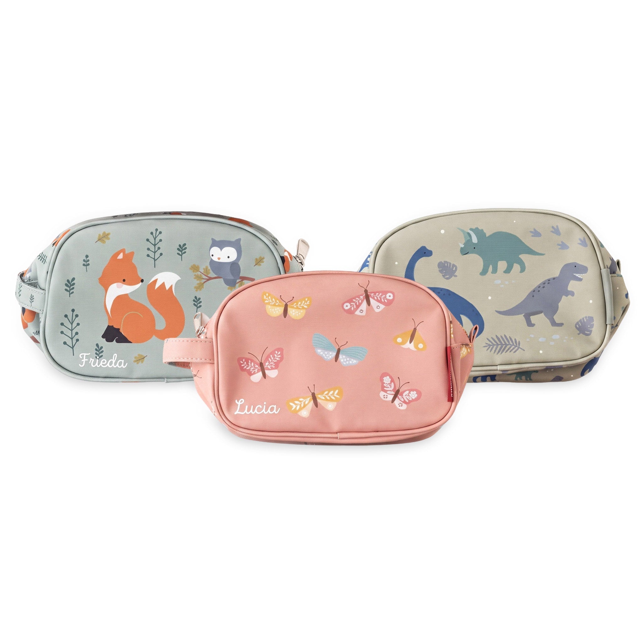 A Little Lovely Company Kulturbeutel Kinder personalisiert - Fuchs, Schmetterling oder Dino - wunderwunsch
