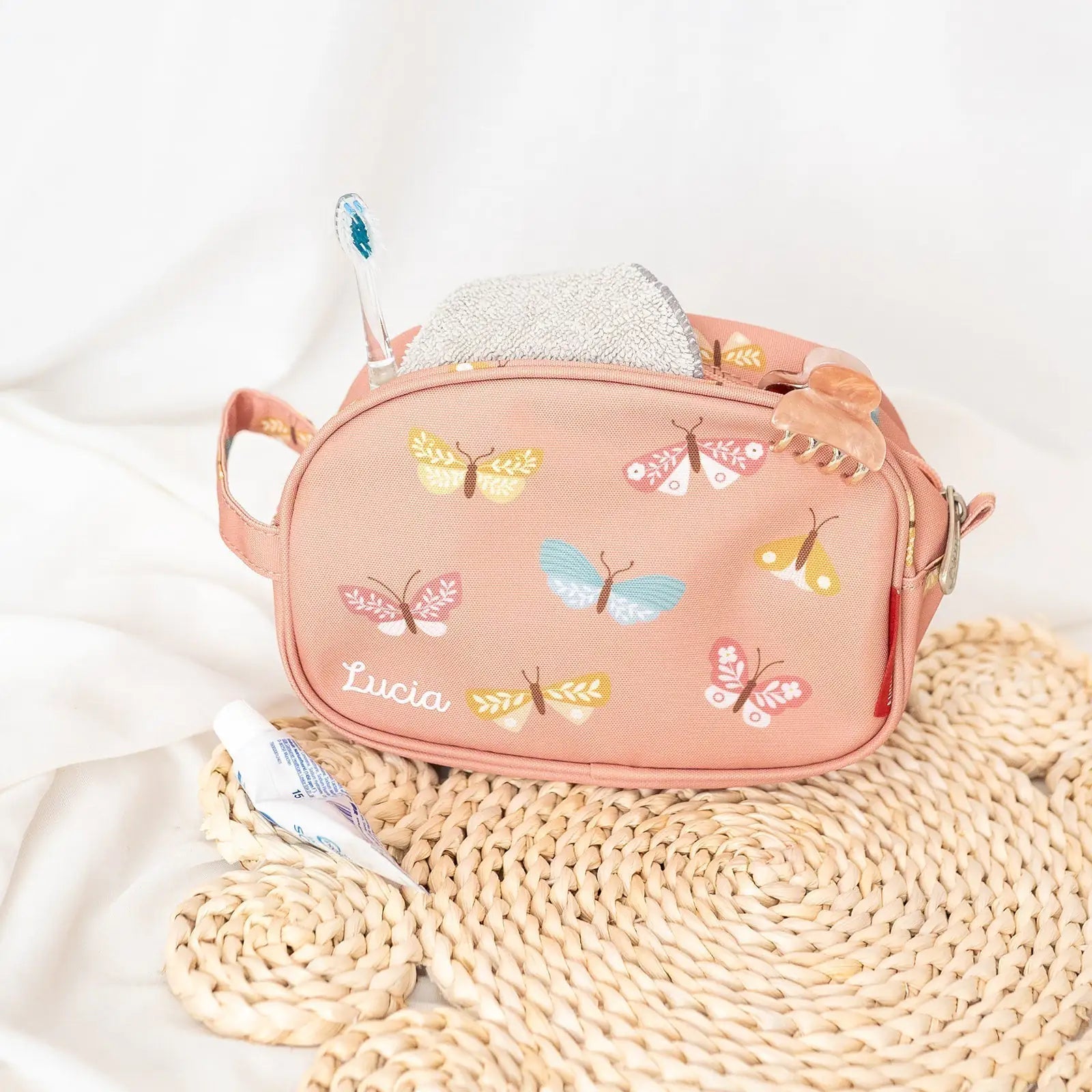 A Little Lovely Company Kulturbeutel Kinder personalisiert - Fuchs, Schmetterling oder Dino - wunderwunsch