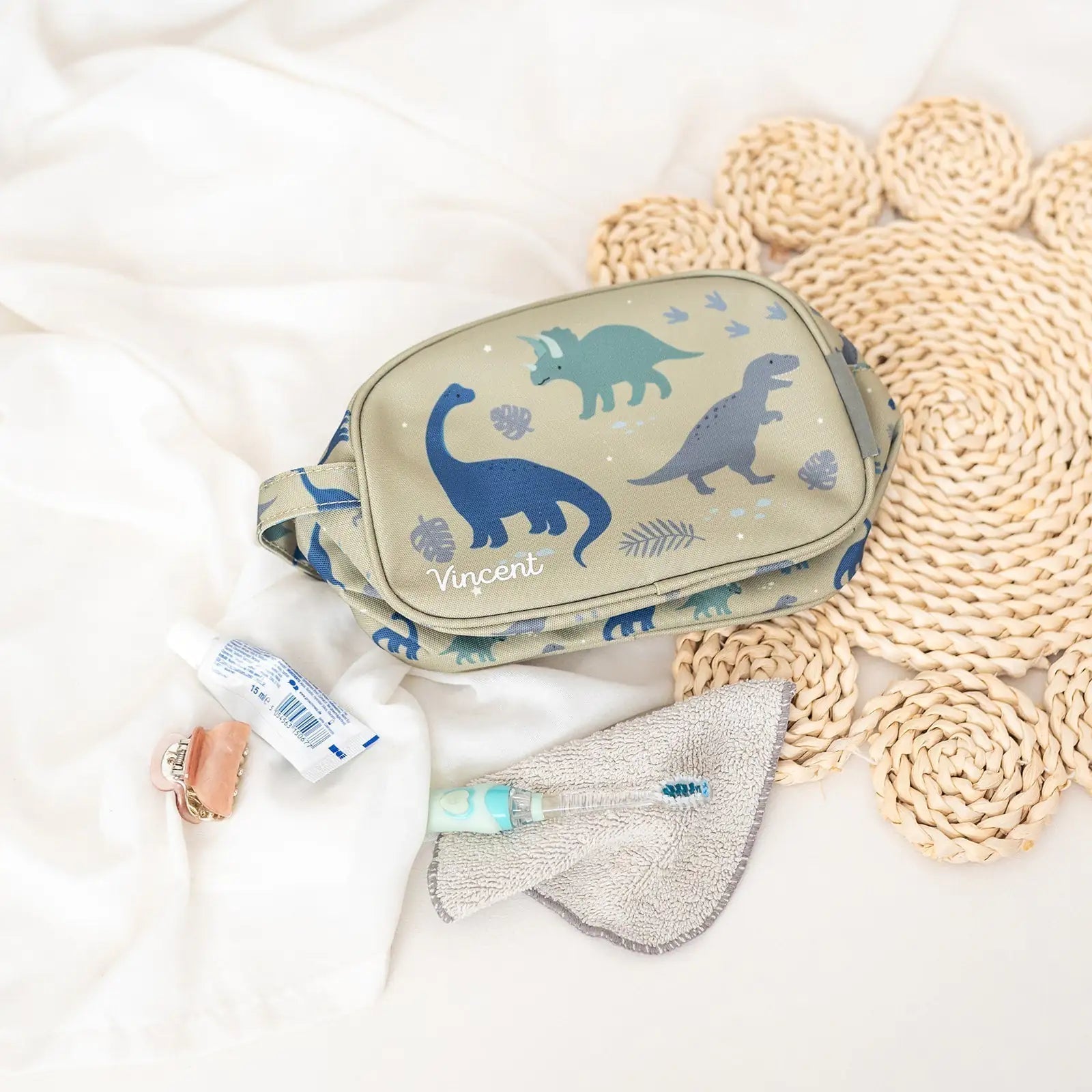 A Little Lovely Company Kulturbeutel Kinder personalisiert - Fuchs, Schmetterling oder Dino - wunderwunsch