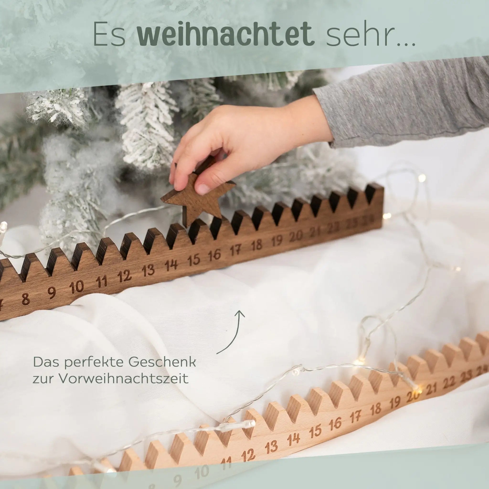 Adventskalender Holzleiste mit Stern - wunderwunsch