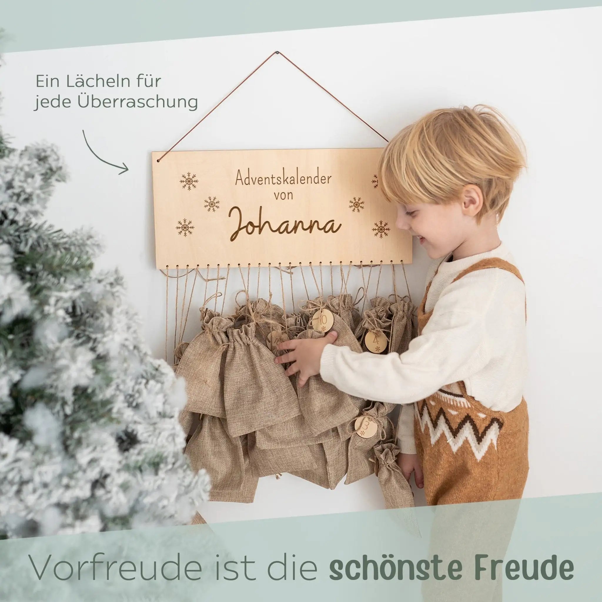 Adventskalender personalisiert - "Schneeflocken" Gravur - wunderwunsch