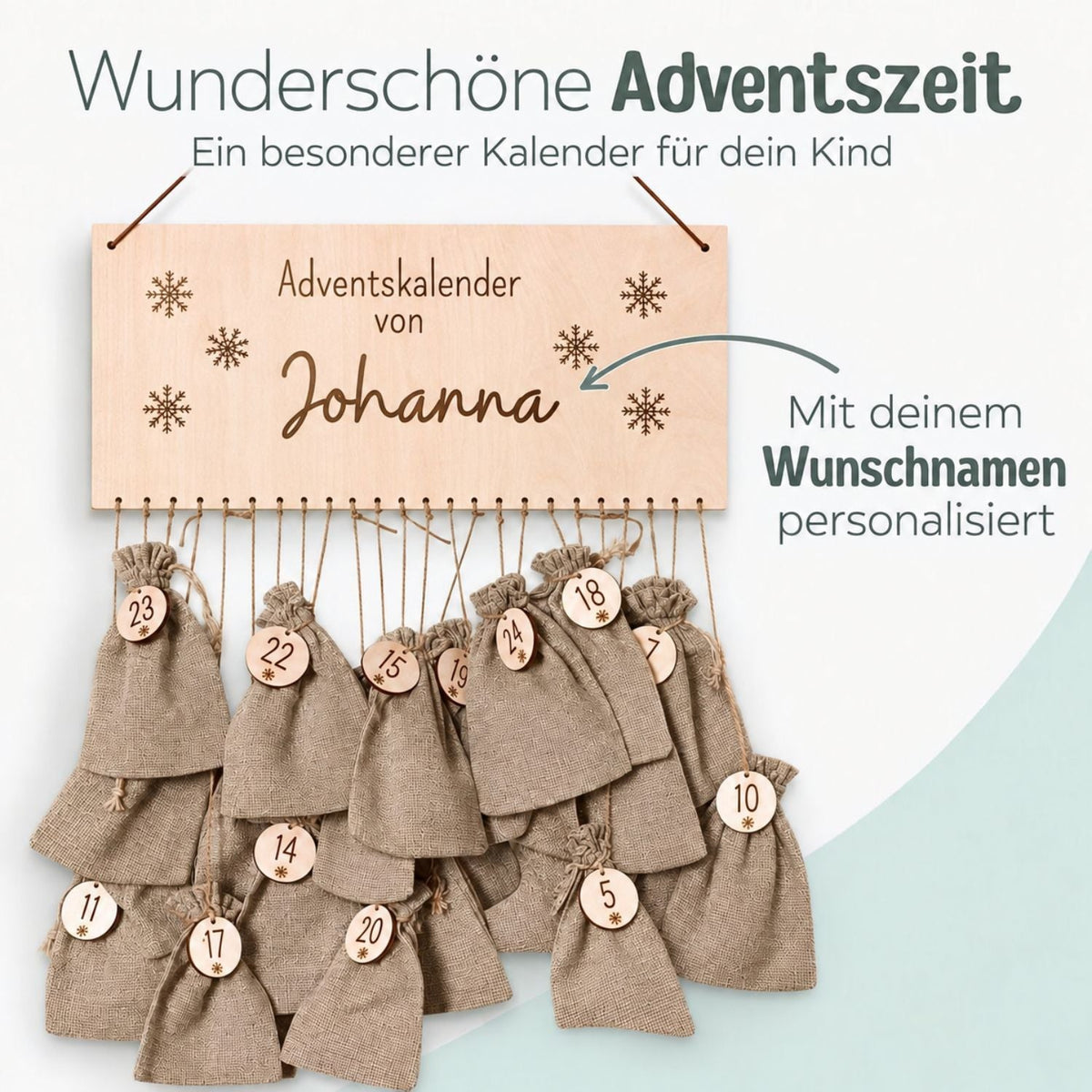 Adventskalender personalisiert - Schneeflocken Gravur - wunderwunsch