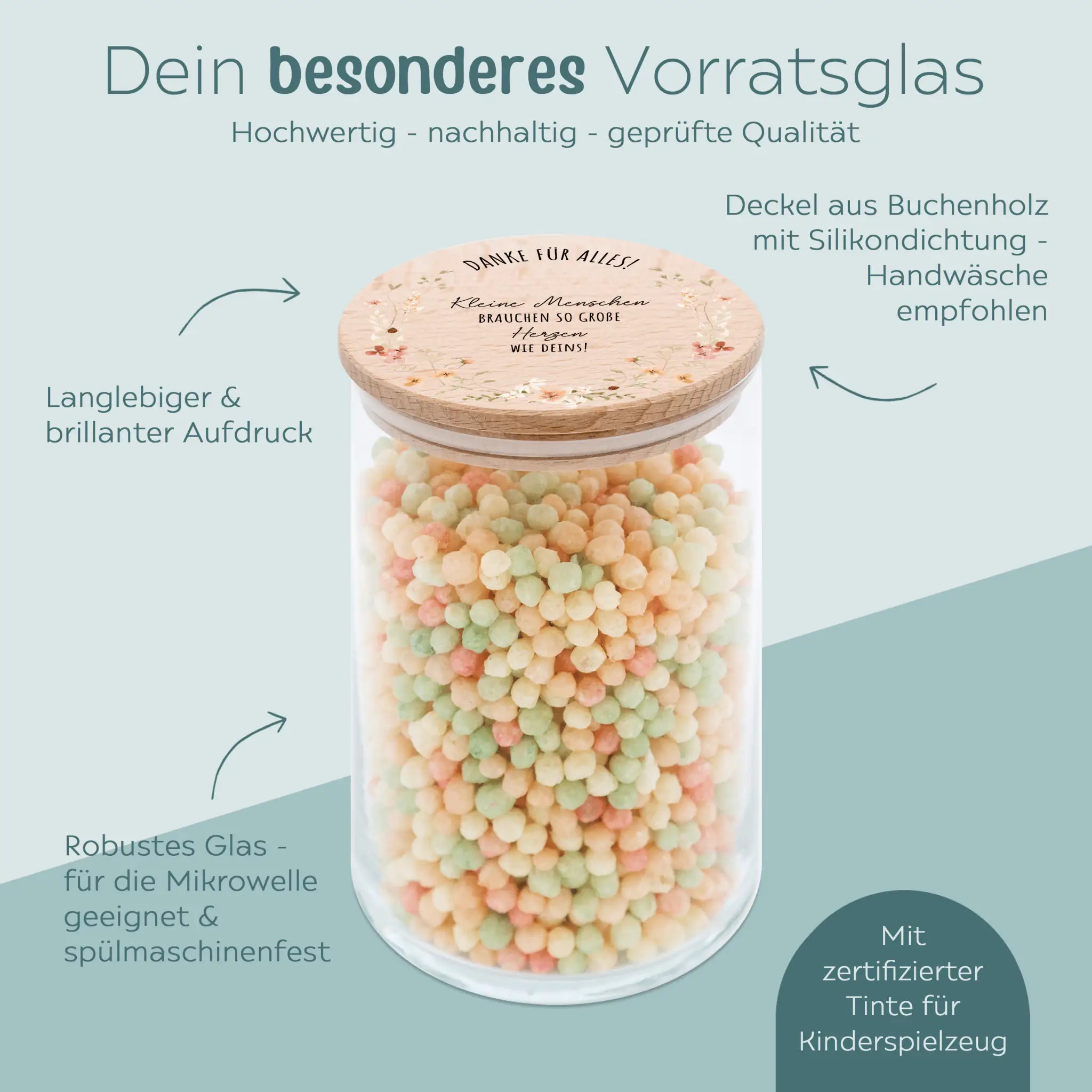 Aufbewahrungsglas "Kleine Menschen große Herzen" Aquarell - wunderwunsch