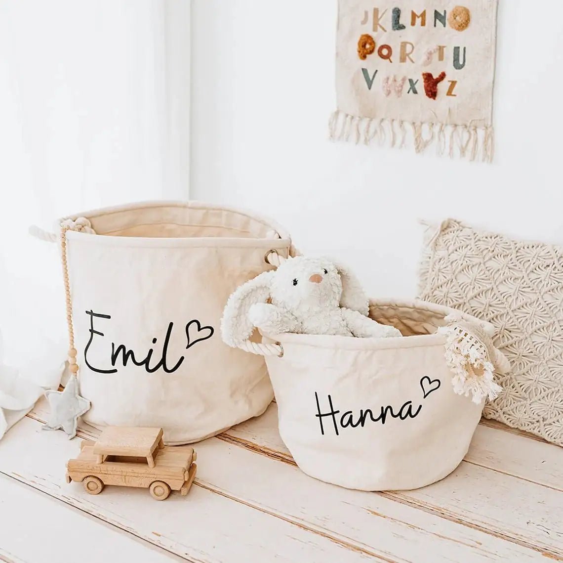 Aufbewahrungskorb Kinderzimmer "Herz" personalisiert - wunderwunsch