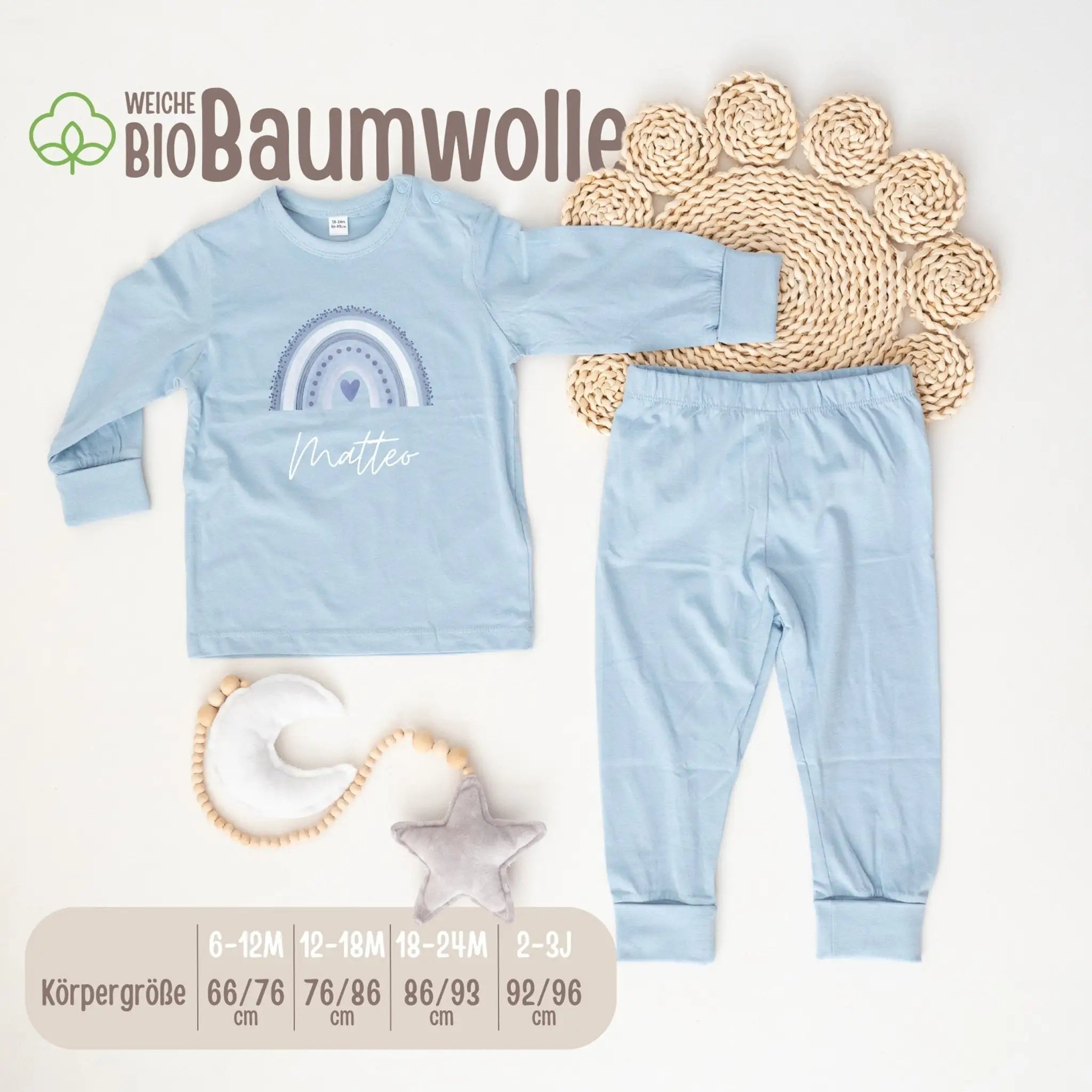 Baby Pyjama "Regenbogen" personalisiert - wunderwunsch