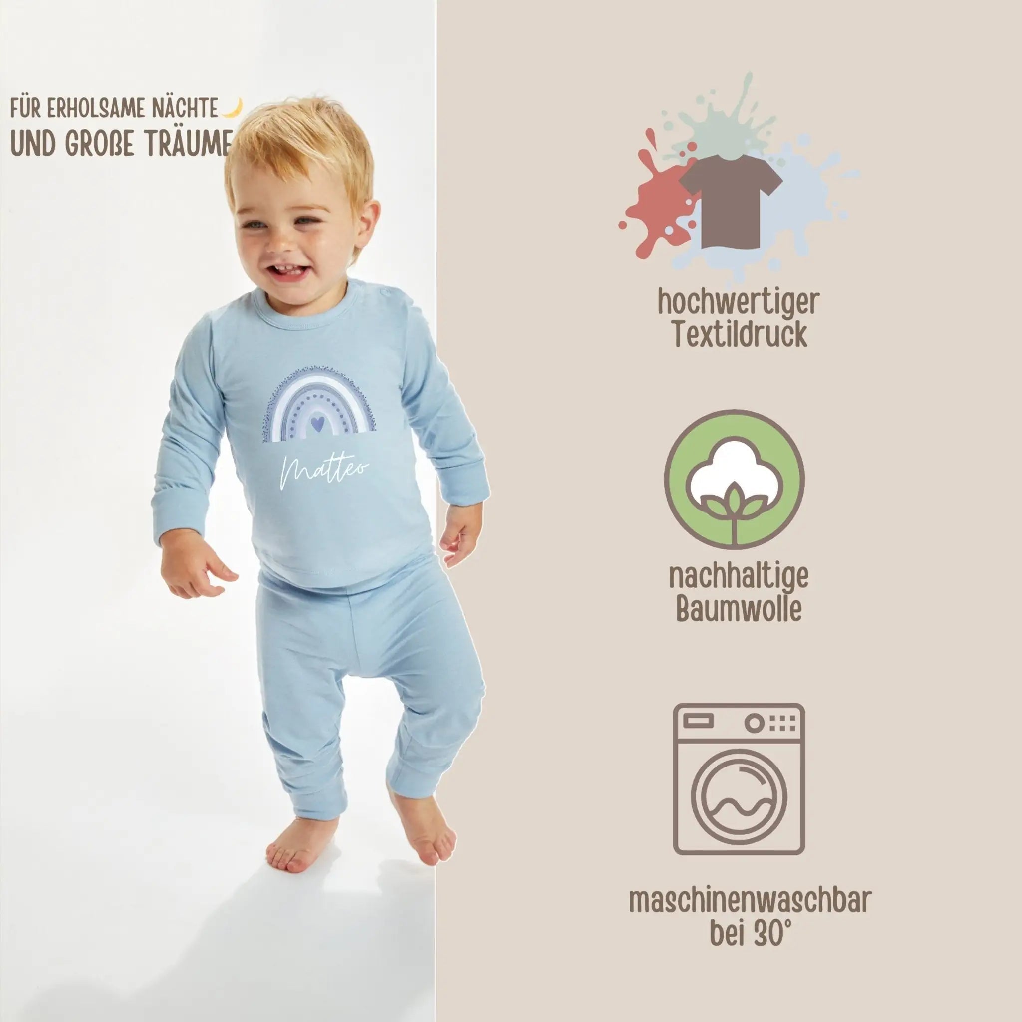 Baby Pyjama "Regenbogen" personalisiert - wunderwunsch