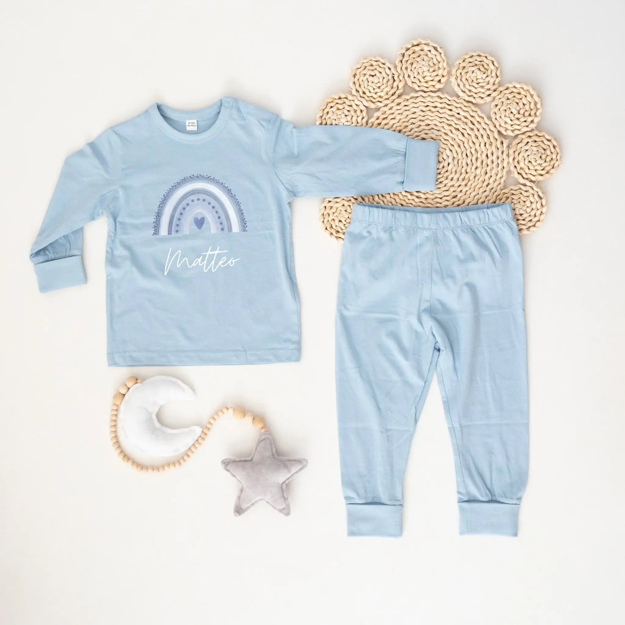 Baby Pyjama "Regenbogen" personalisiert - wunderwunsch