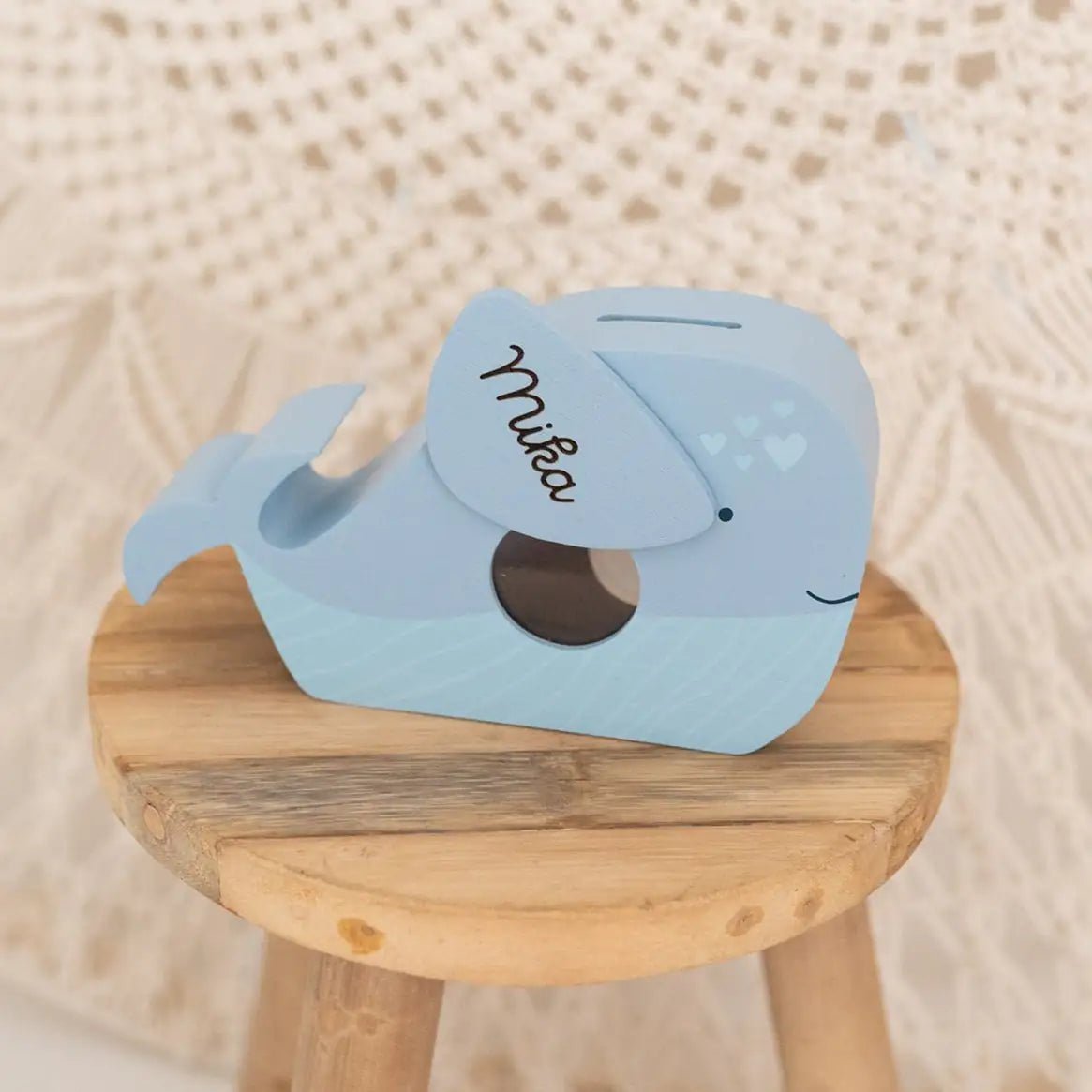 BAMBINO Spardose Holz Wal personalisierbar - wunderwunsch