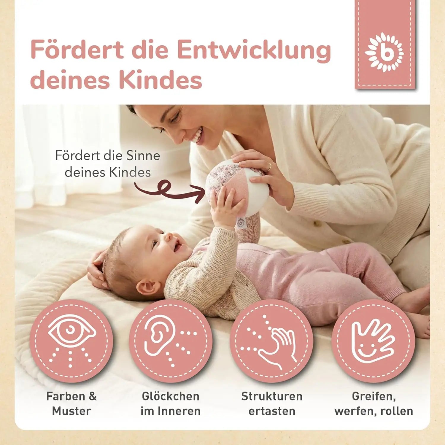 BIECO Stoffball mit Rassel personalisierbar - wunderwunsch