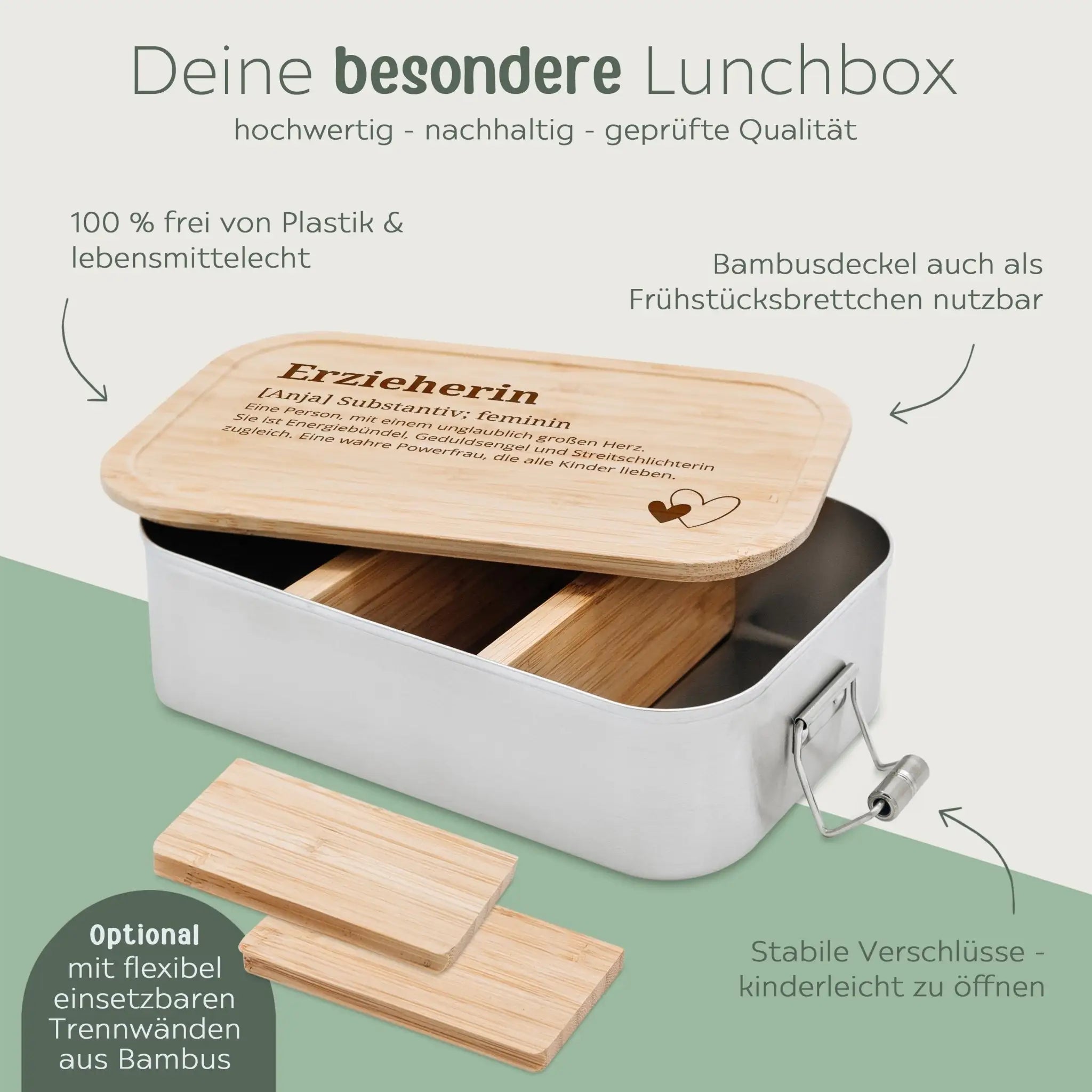 Brotdose Edelstahl personalisiert - Erzieherin Definition Gravur - wunderwunsch