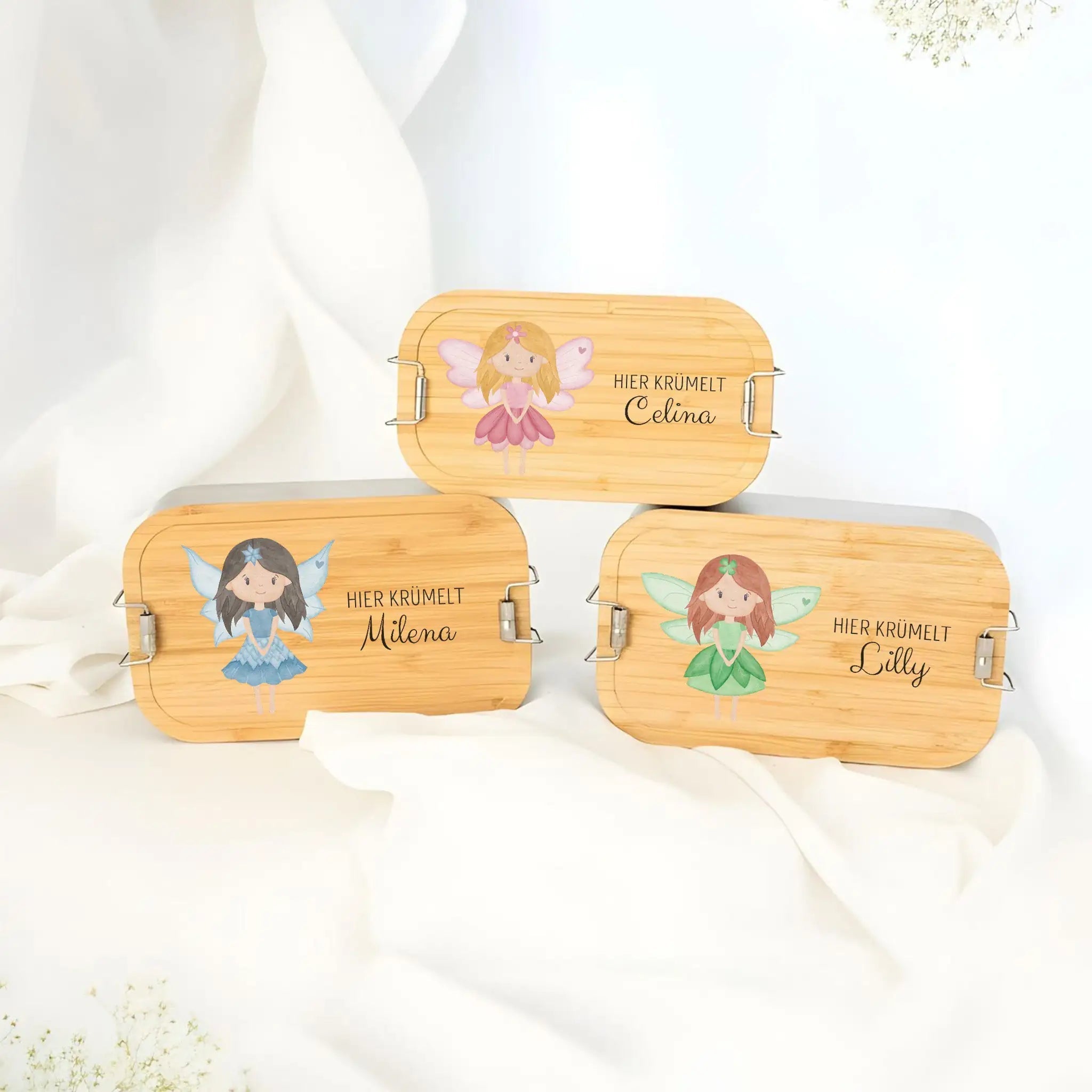 Brotdose Edelstahl personalisiert - Fee Aquarell - wunderwunsch