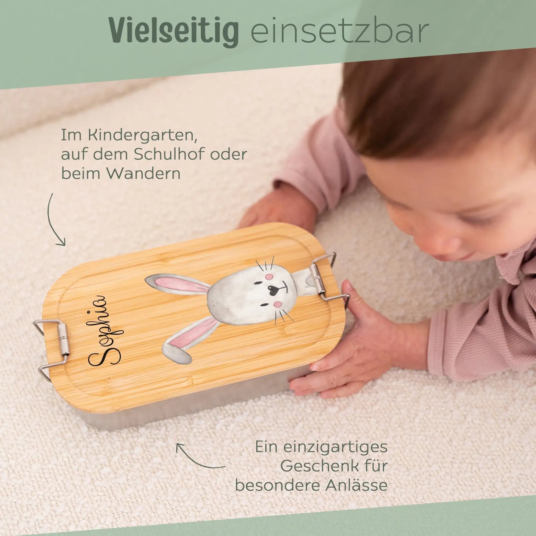 Brotdose Edelstahl personalisiert - Tier groß Aquarell - wunderwunsch