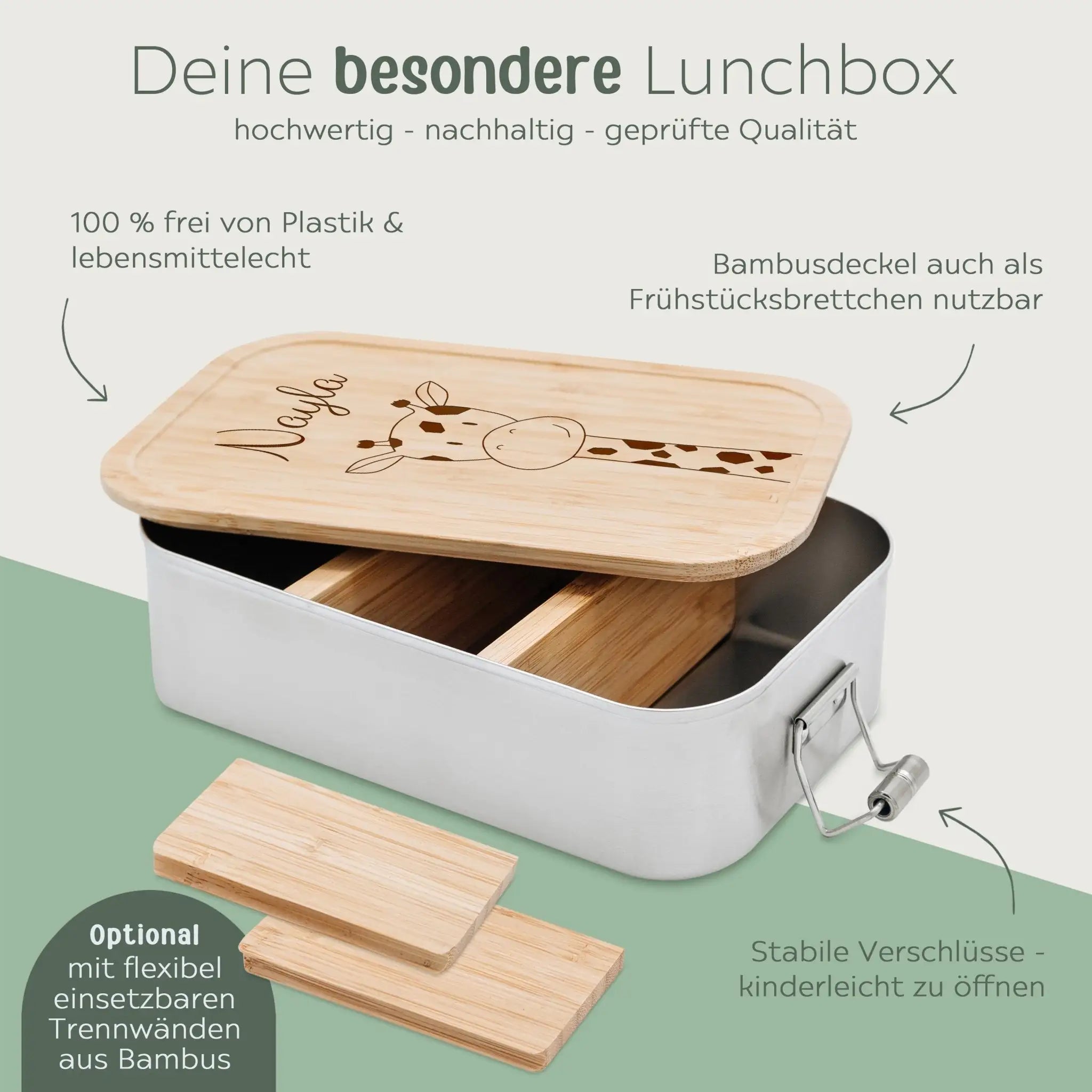Brotdose Edelstahl personalisiert - Tier groß Gravur - wunderwunsch