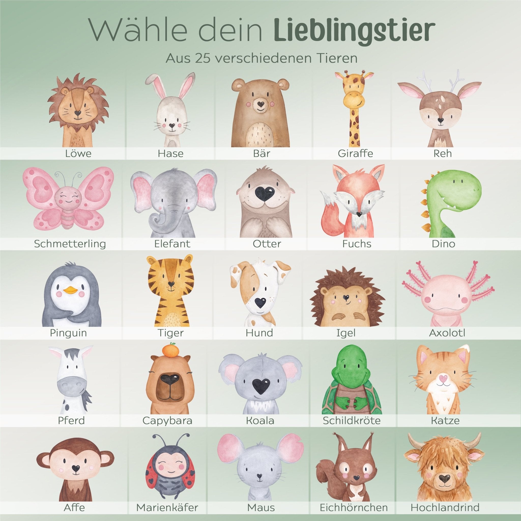 Brotdose Edelstahl personalisiert - Tier links Aquarell - wunderwunsch