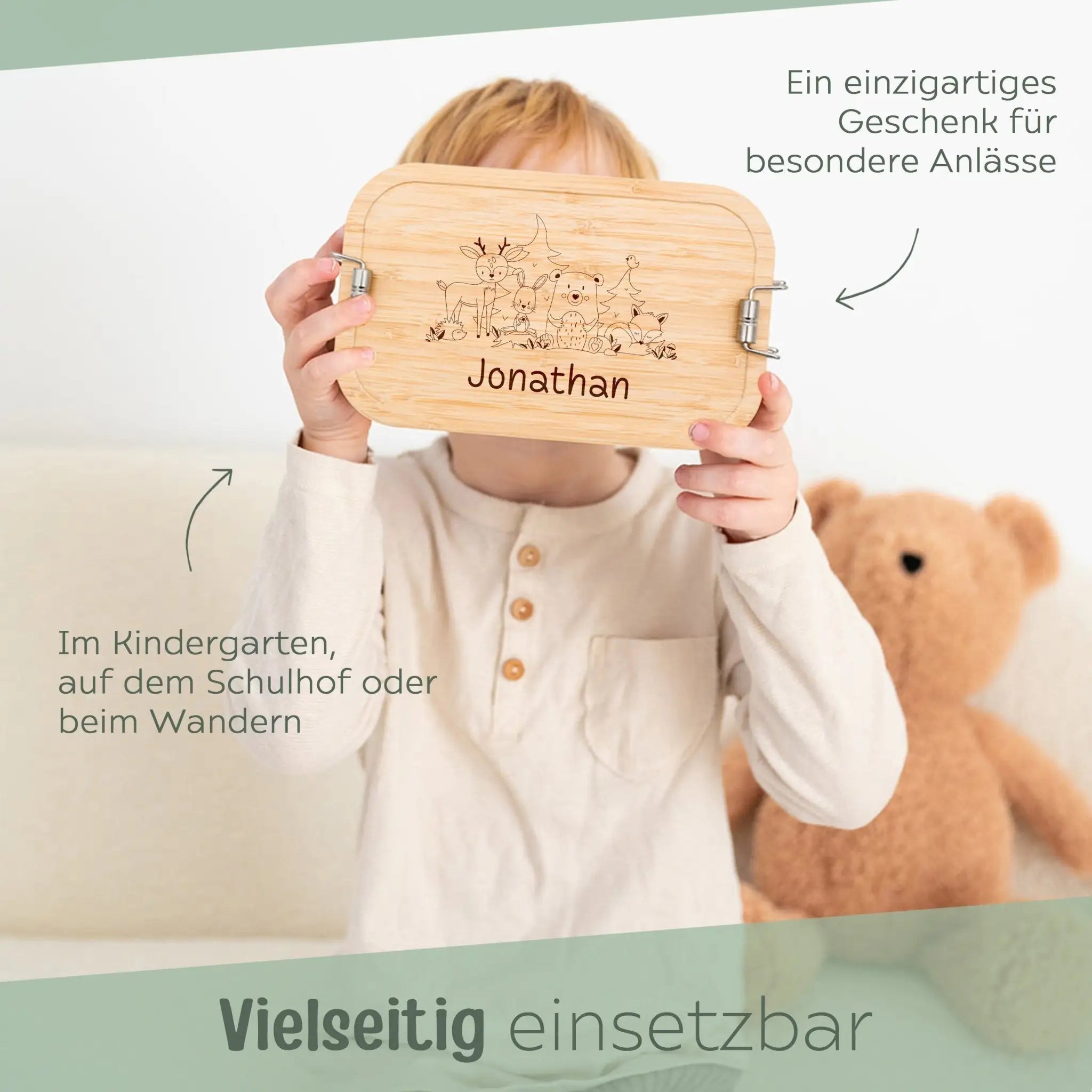 Brotdose Edelstahl personalisiert - Waldfreunde Gravur - wunderwunsch