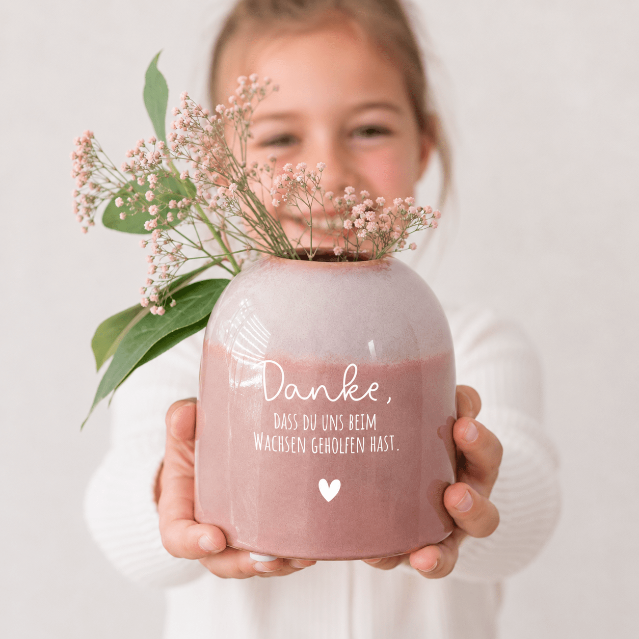 Bunte Vase aus Keramik - Danke, dass du beim wachsen geholfen hast - wunderwunsch
