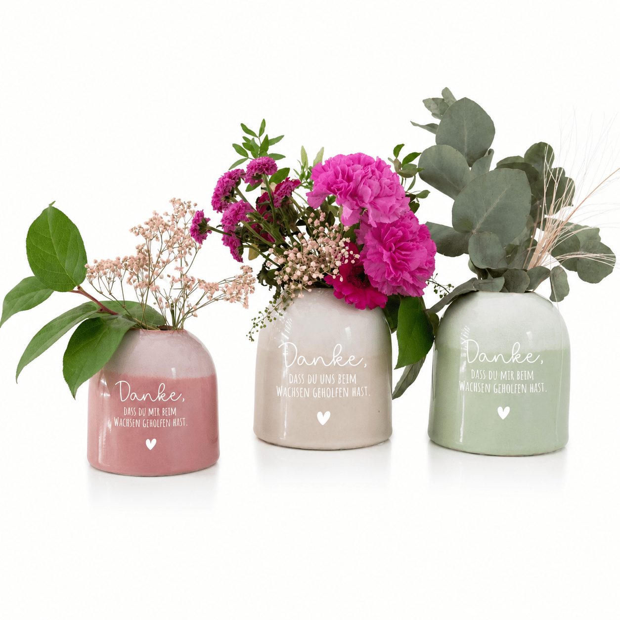 Bunte Vase aus Keramik - Danke, dass du beim wachsen geholfen hast - wunderwunsch