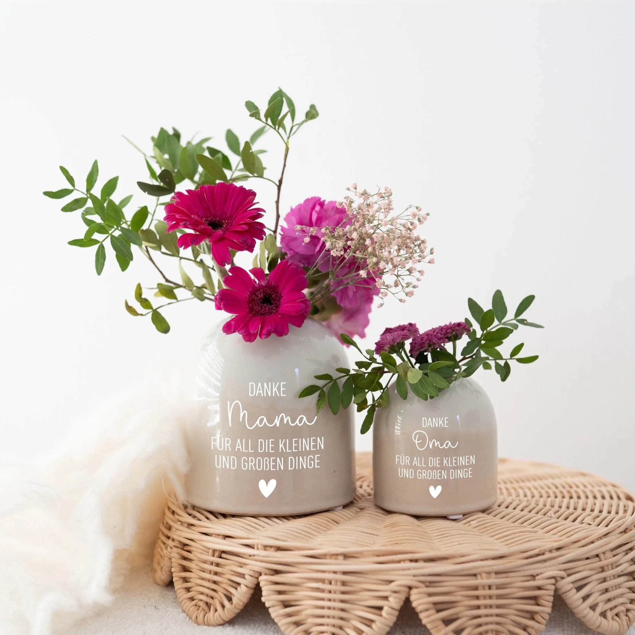 Bunte Vase aus Keramik - Danke, für all die kleinen und großen Dinge - wunderwunsch