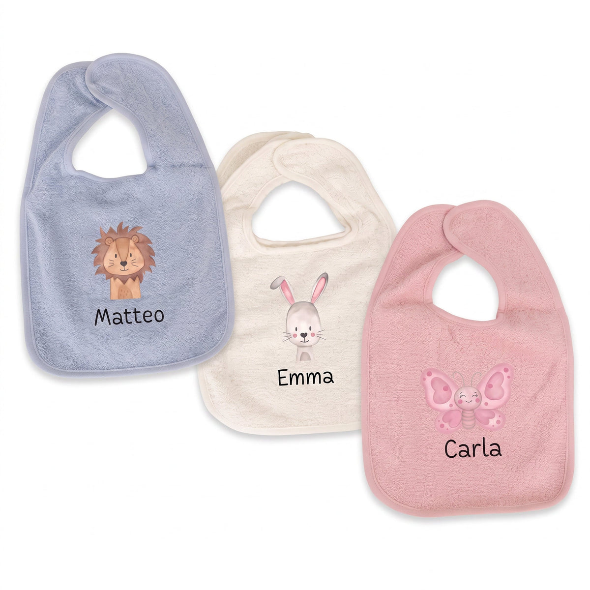 Buntes Lätzchen aus Baumwolle "Tier" personalisiert - wunderwunsch