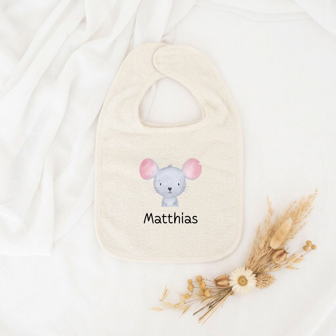Buntes Lätzchen aus Baumwolle "Tier" personalisiert - wunderwunsch