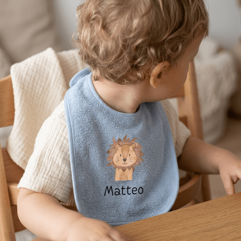 Buntes Lätzchen aus Baumwolle "Tier" personalisiert - wunderwunsch
