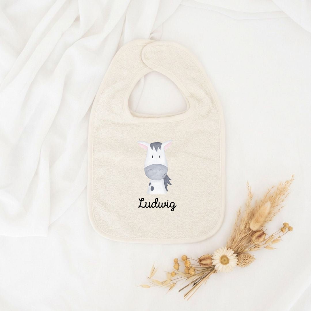 Buntes Lätzchen aus Baumwolle "Tier" personalisiert - wunderwunsch