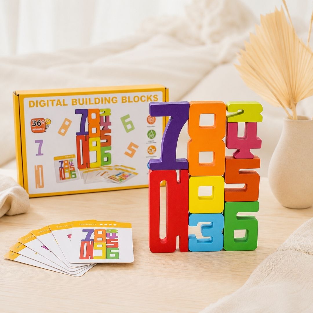 Buntes Zahlen Stapelspiel aus Holz - wunderwunsch