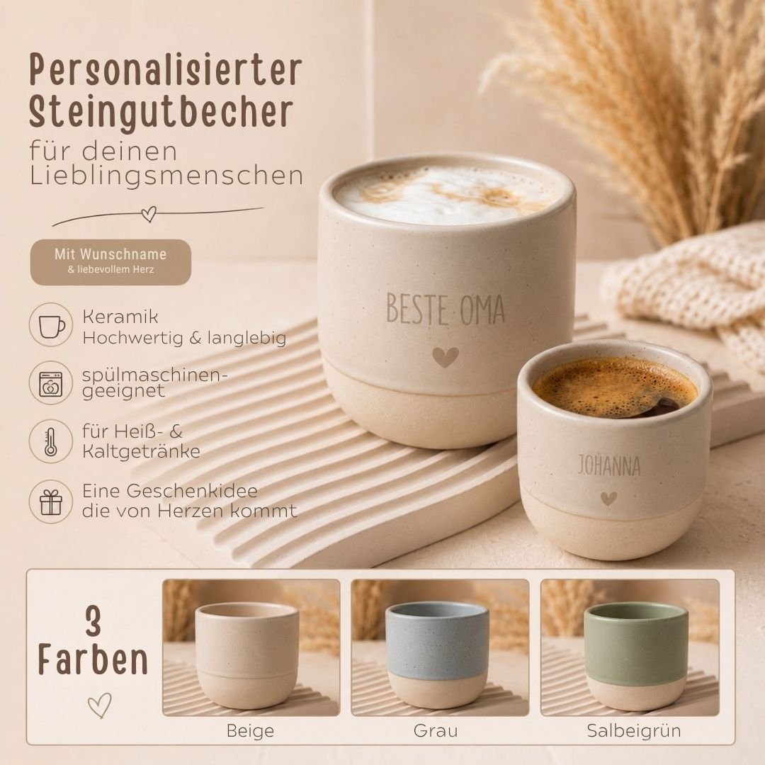Cappucino oder Espresso Keramik Becher personalisiert - wunderwunsch