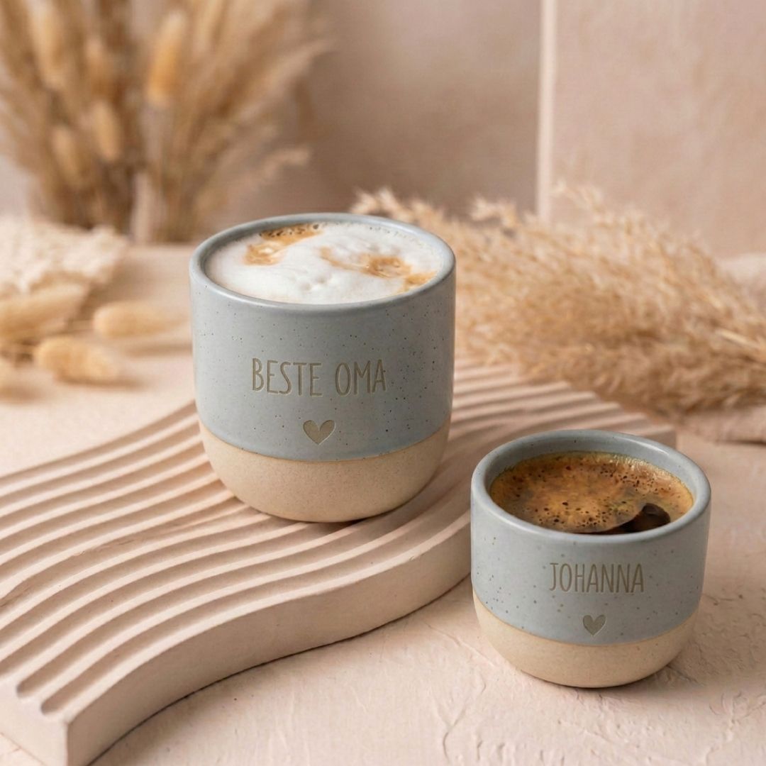 Cappucino oder Espresso Keramik Becher personalisiert - wunderwunsch