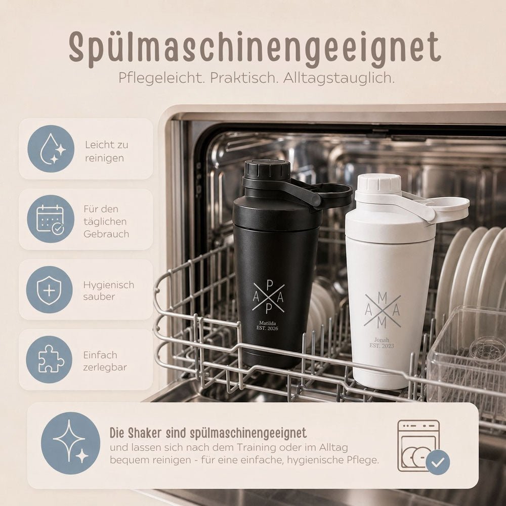 Edelstahl Shaker 700ml personalisiert - Mama/Papa - wunderwunsch