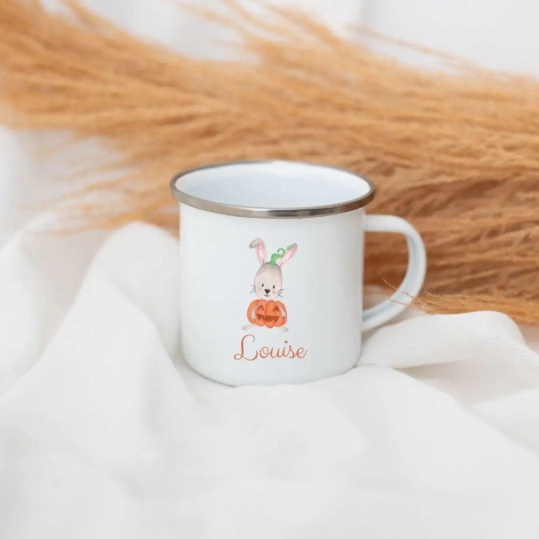 Emaille Kindertasse personalisiert - Halloween Aquarell - wunderwunsch